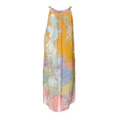 NEW Emilio Pucci Pastels Tie Dye Silk Signature Print Star Dress 44