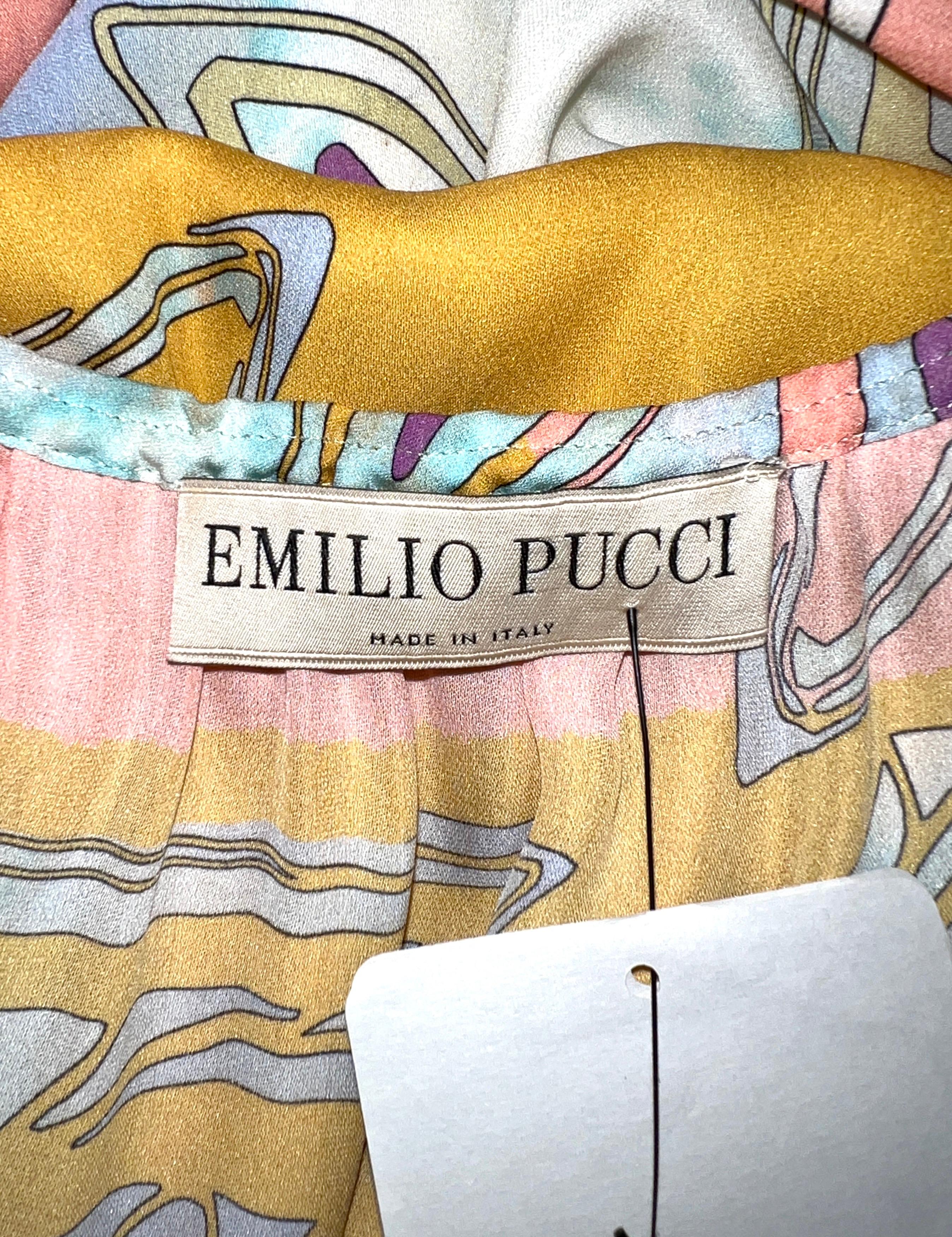 NEU Emilio Pucci Pastellfarbenes Kleid mit Sternmuster aus Seide mit Krawattendruck 44 im Angebot 3