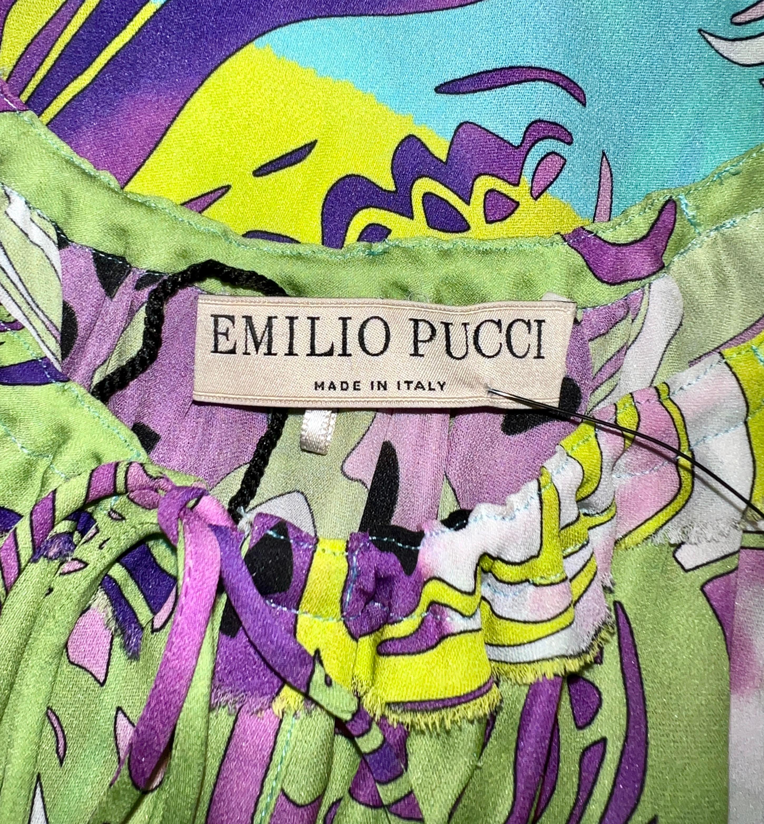 NEW Emilio Pucci Tie Dye Silk Star Print Top Shirt Sleeveless Blouse Tunic 40 For Sale 4