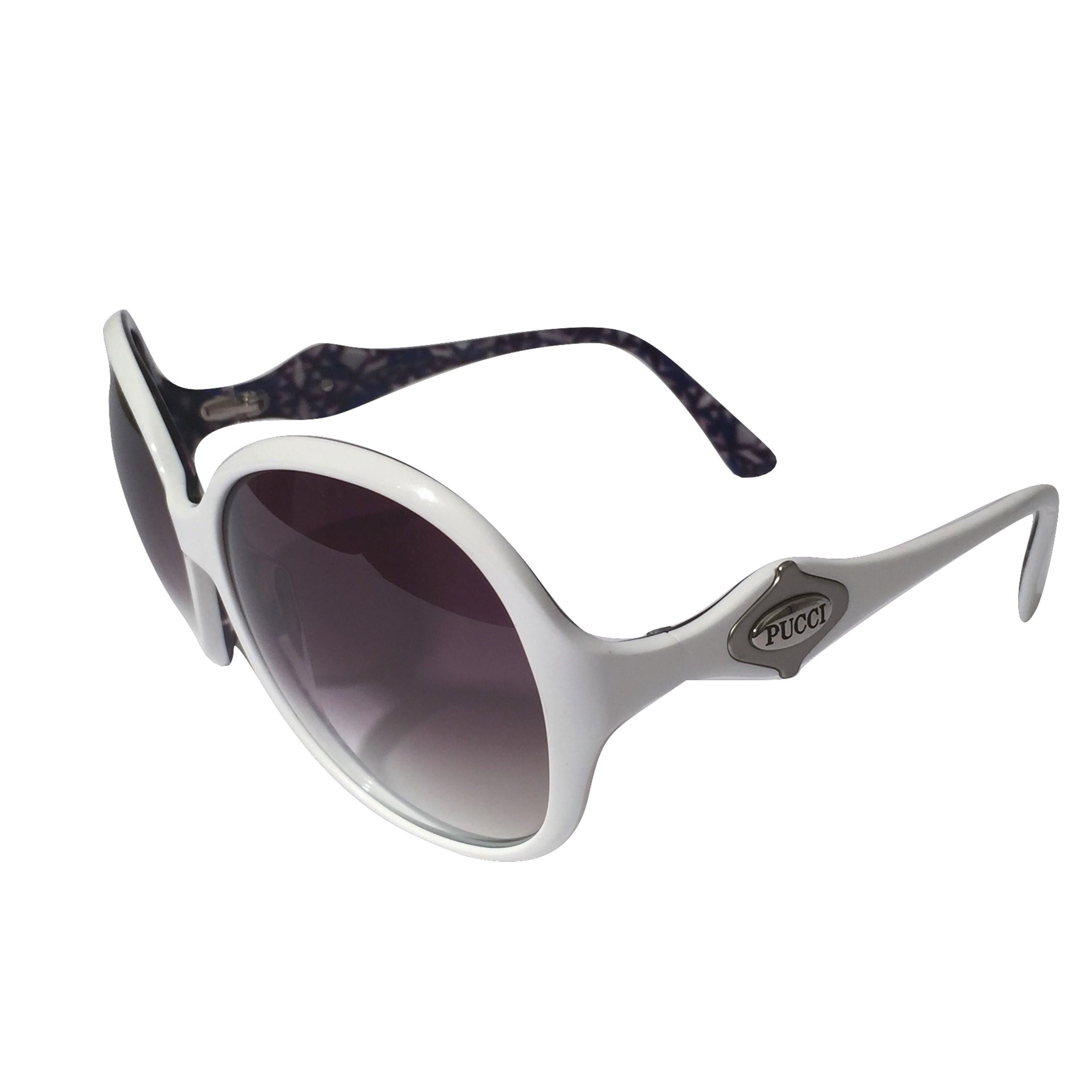 Nouveau Lunettes de soleil Emilio Pucci White Logo  Avec étui et boîte en vente 5