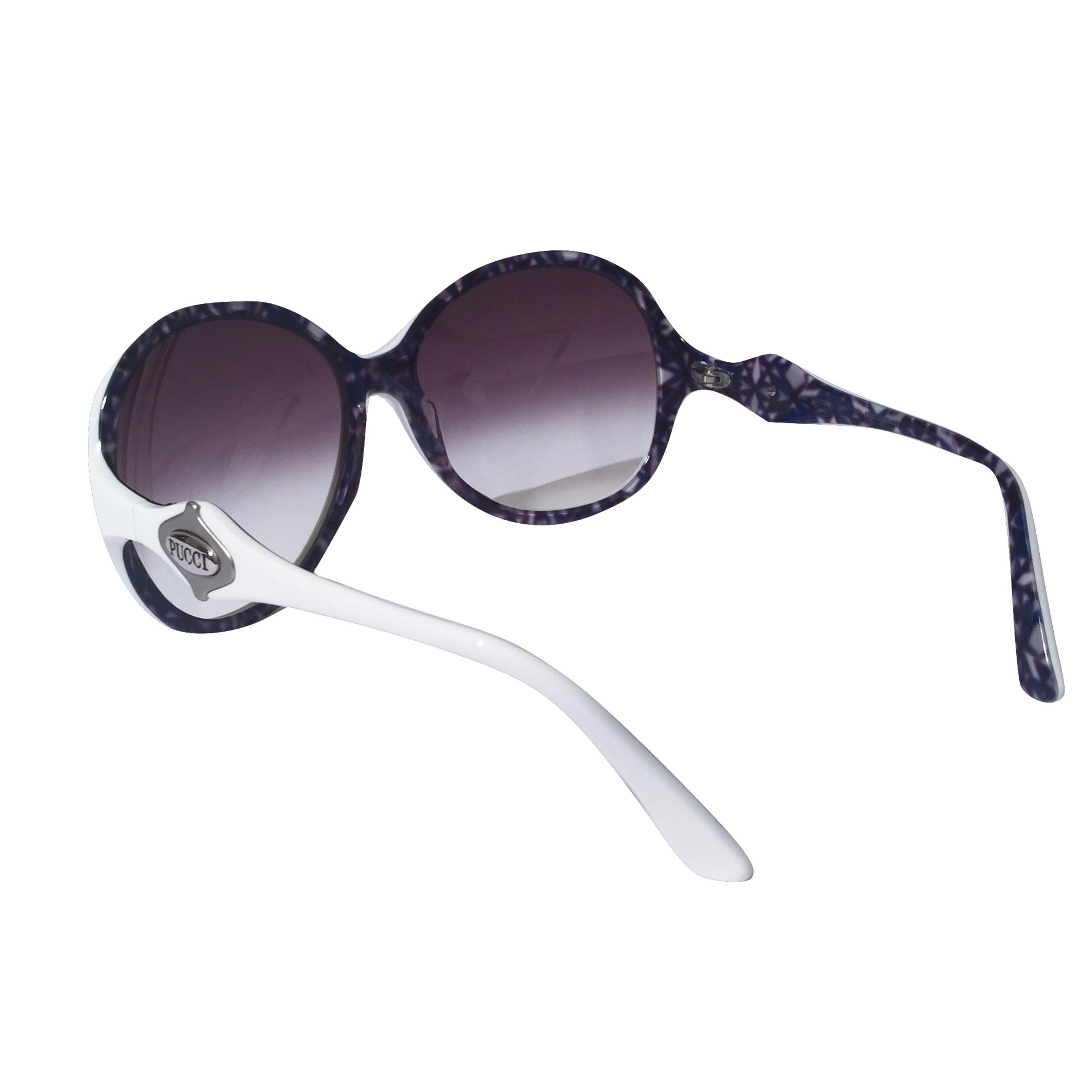 New Emilio Pucci White Logo Sunglasses  With Case & Box In New Condition In Leesburg, VA