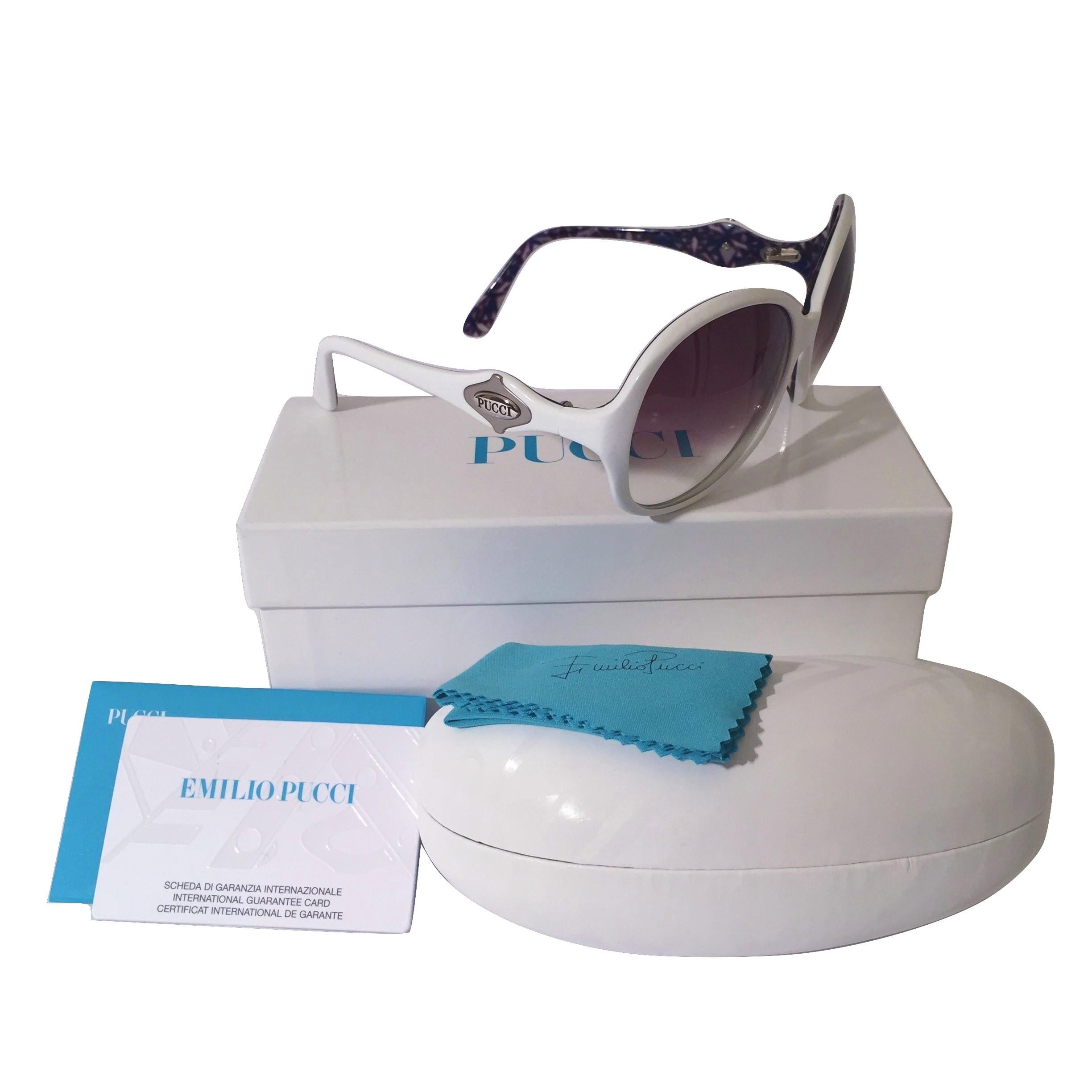 New Emilio Pucci White Logo Sunglasses  With Case & Box 1