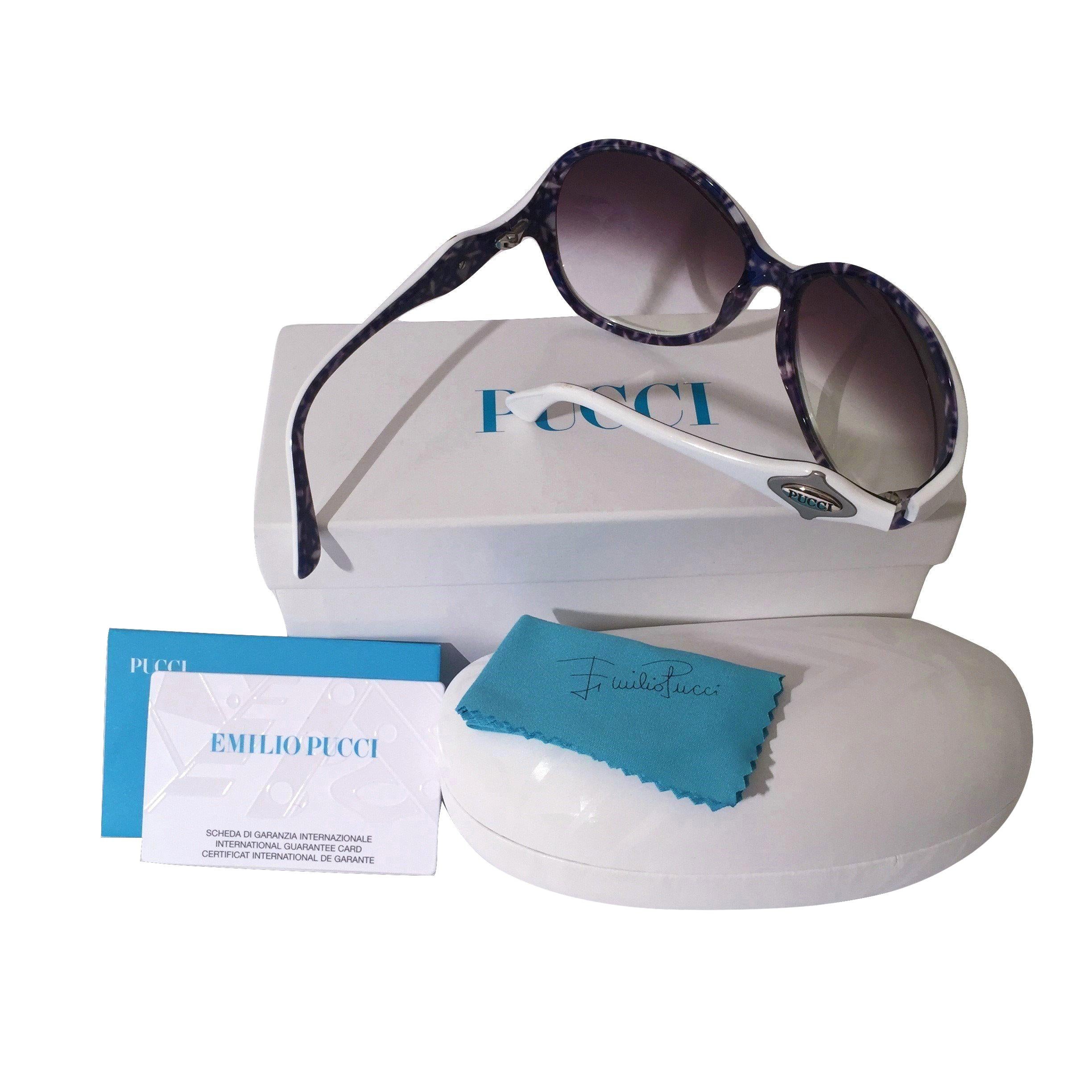 New Emilio Pucci White Logo Sunglasses  With Case & Box