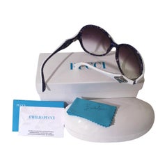New Emilio Pucci White Logo Sunglasses  With Case & Box