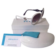 Nouveau Lunettes de soleil Emilio Pucci White Logo  Avec étui et boîte