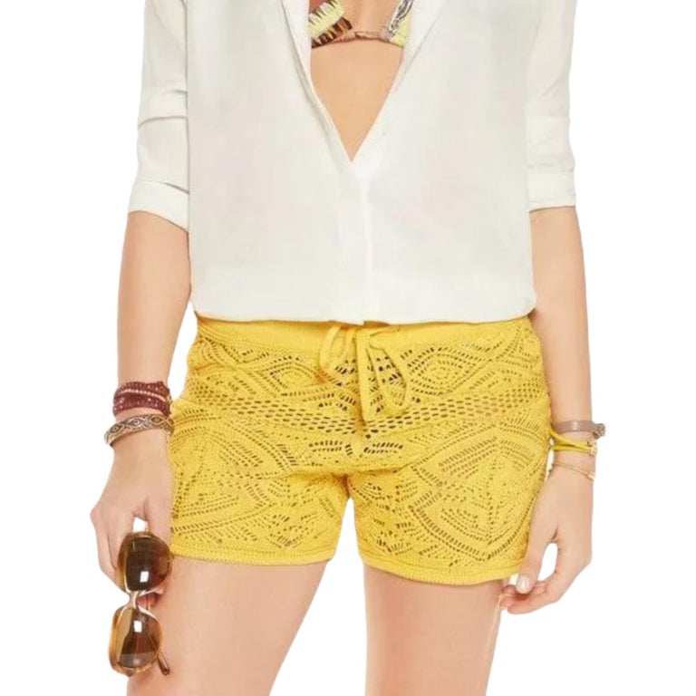 NEW Emilio Pucci Yellow Crochet Knit Shorts Hot Pants S For Sale at 1stDibs