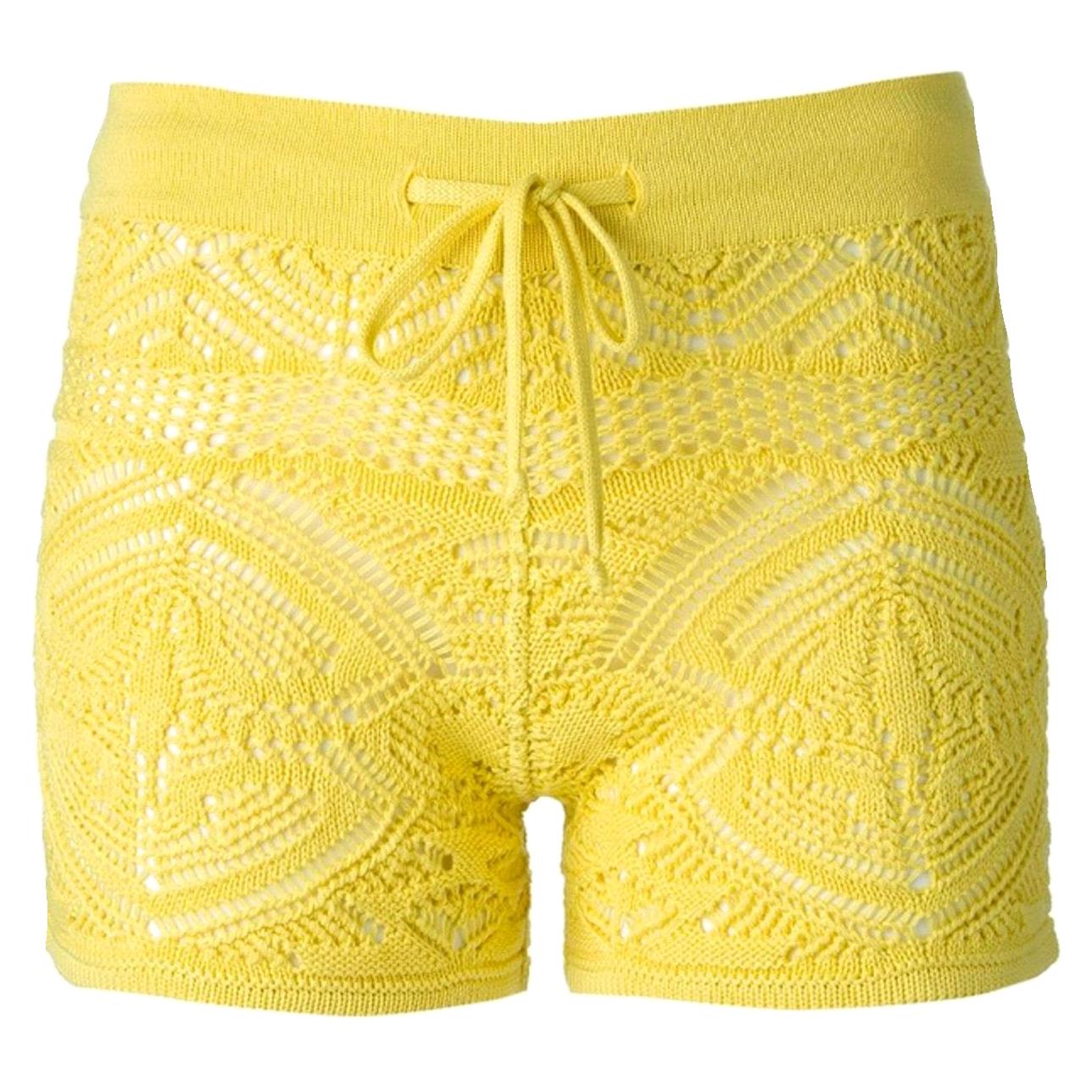 NEW Emilio Pucci Yellow  Crochet Knit Shorts Hot Pants S
