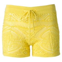 Emilio Pucci Gelbe gehäkelte Strick-Shorts S