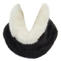 new EMPORIO ARMANI black white faux fur snood circle scarf