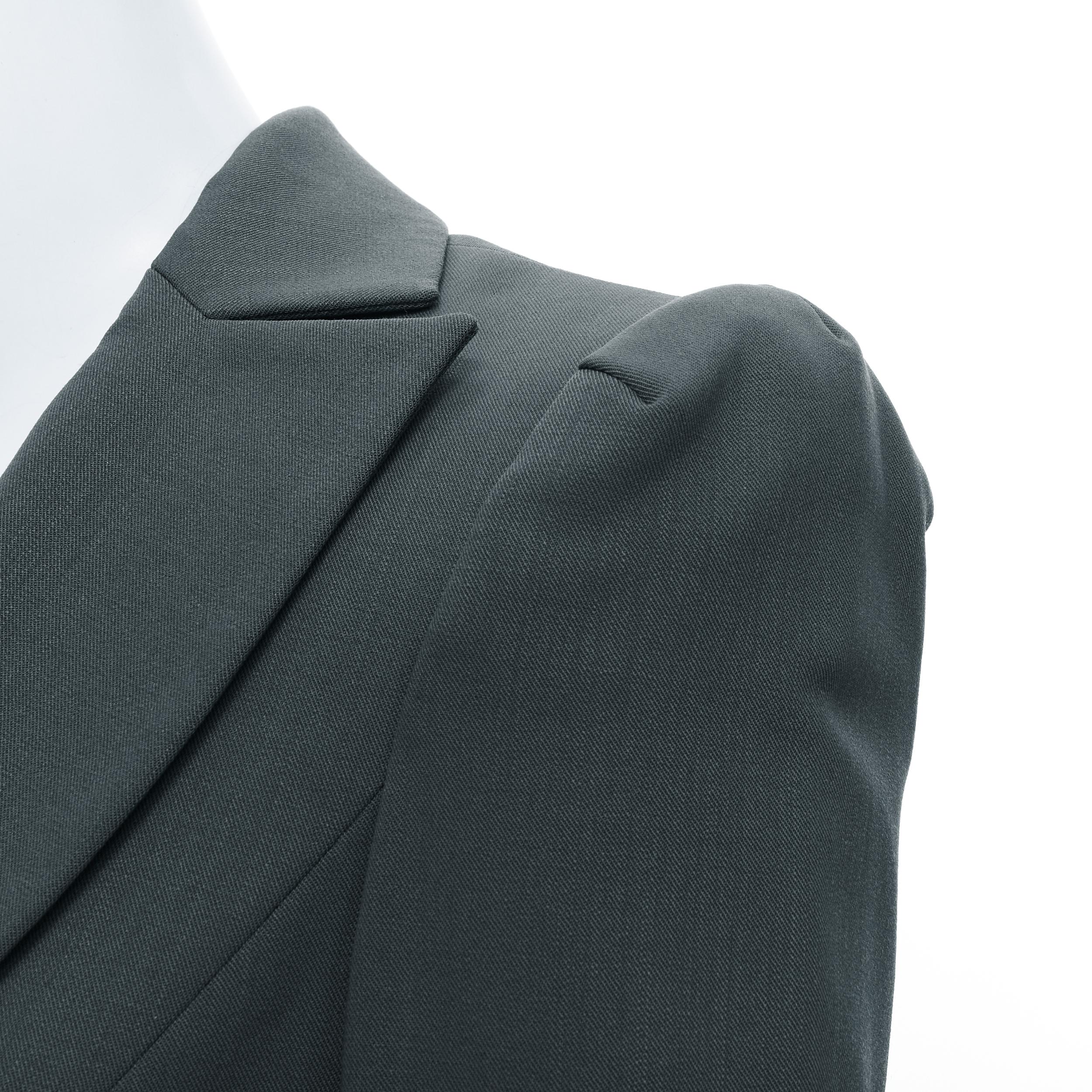 EMPORIO ARMANI - Blazer en crêpe de laine vert à col incurvé et rembourré IT40 S, neuf en vente 2