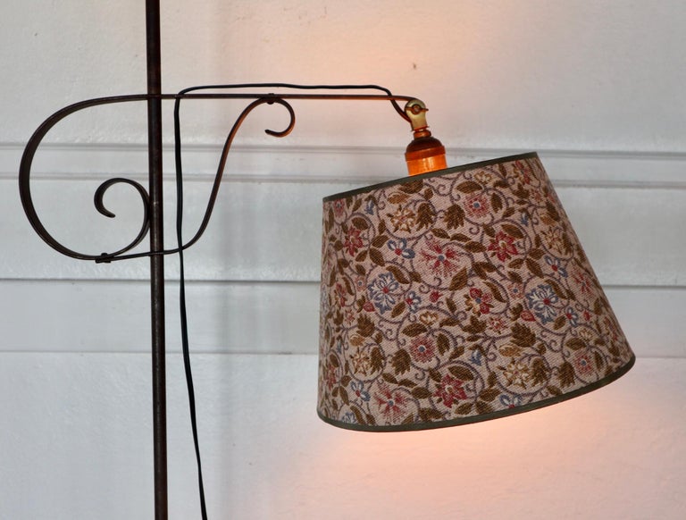 New England Cape Cod Style Antique Adjustable Wrought Iron Bridge Lamp at 1stDibs