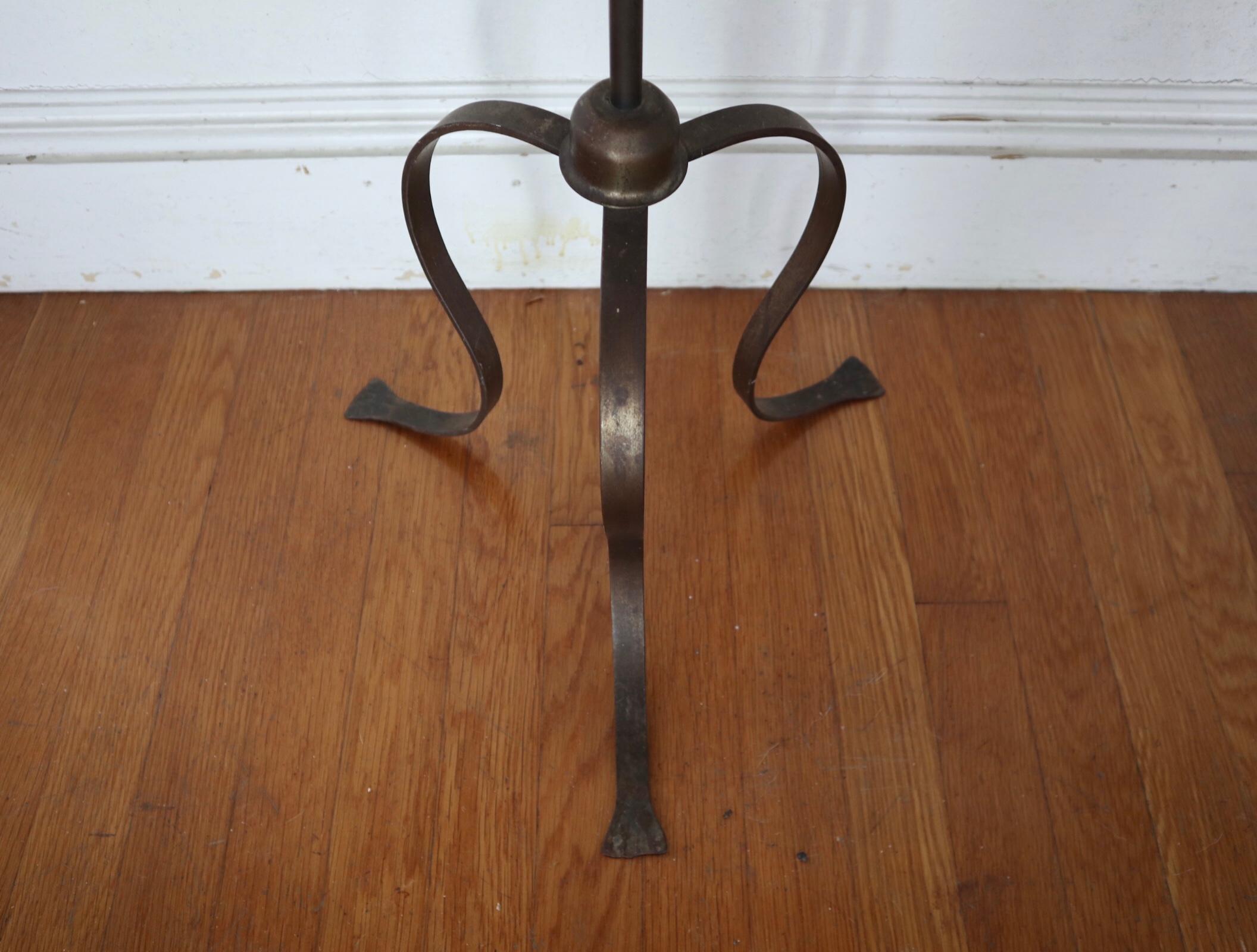 American Craftsman New England Cape Cod Style Antique Adjustable Wrought Iron Bridge Lamp
