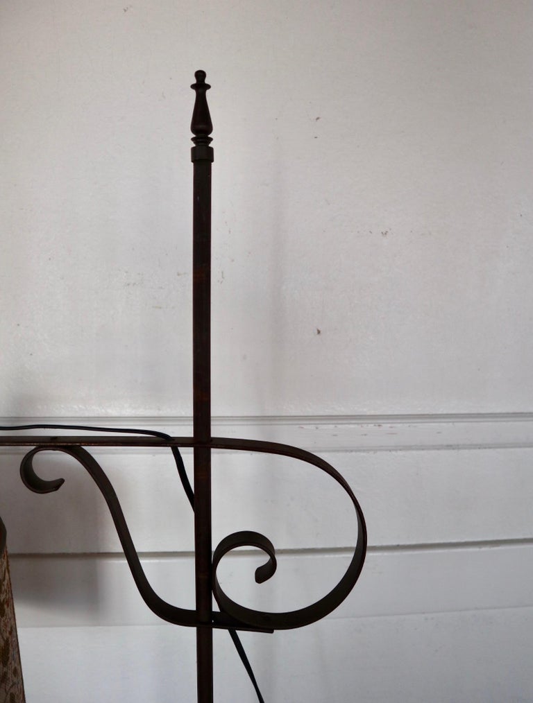 New England Cape Cod Style Antique Adjustable Wrought Iron Bridge Lamp