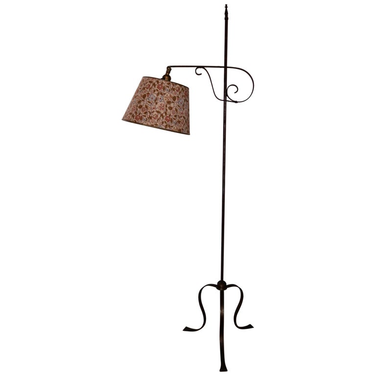 Wrought Iron Bridge Floor Lamp 3 For, Antique Wrought Iron Bridge Arm Floor Lamp