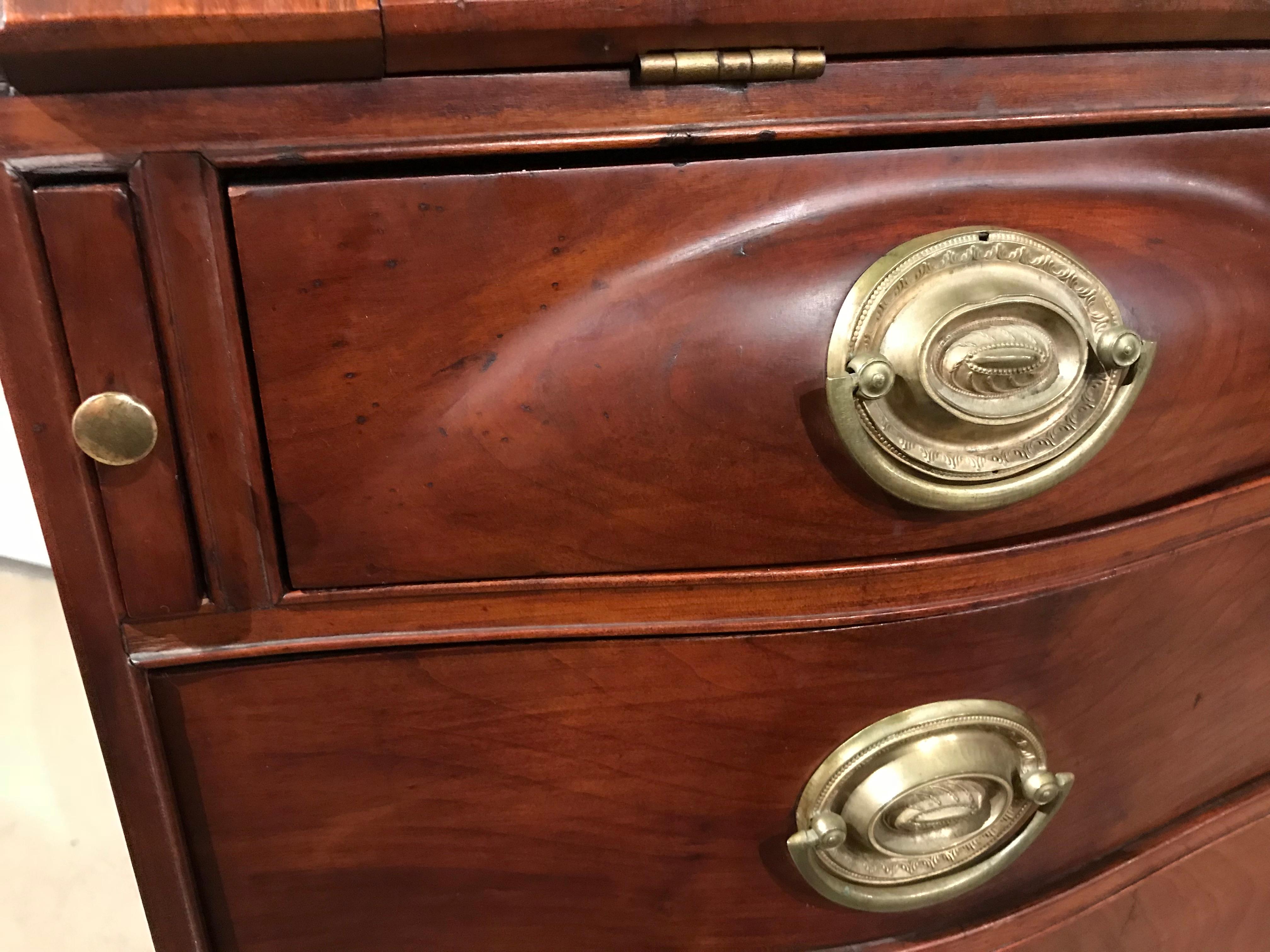 New England Chippendale Cherry Oxbow Slant Front Desk, circa 1780-1800 11