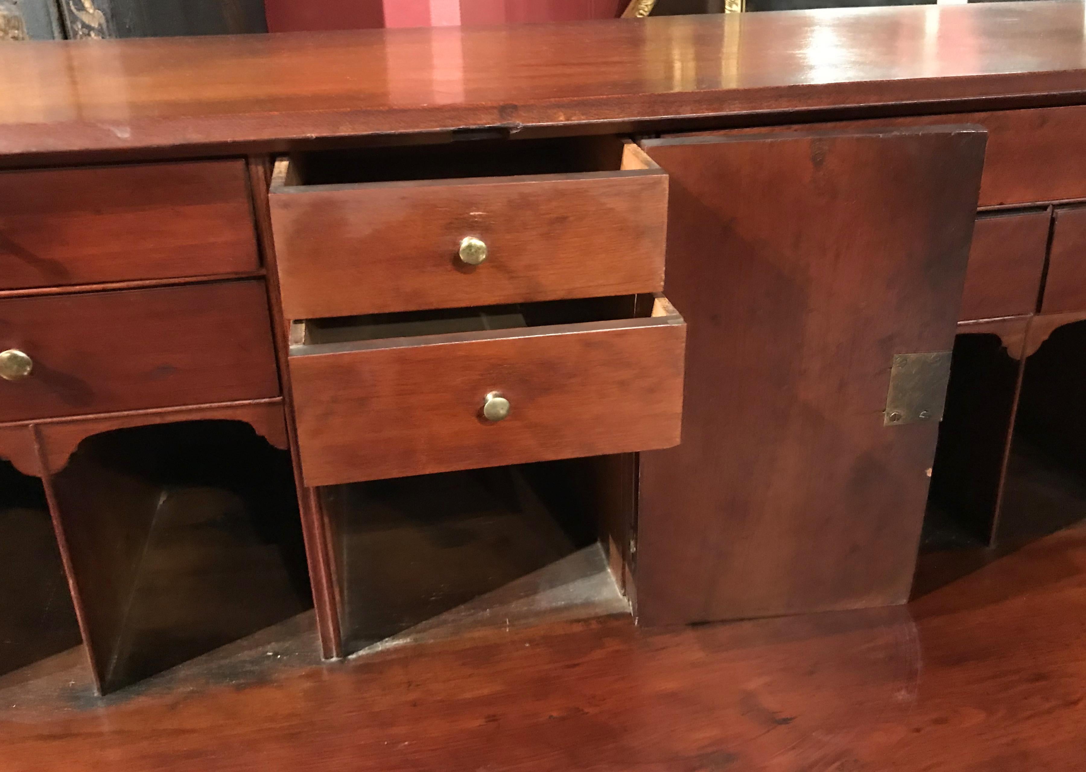 18th Century New England Chippendale Cherry Oxbow Slant Front Desk, circa 1780-1800