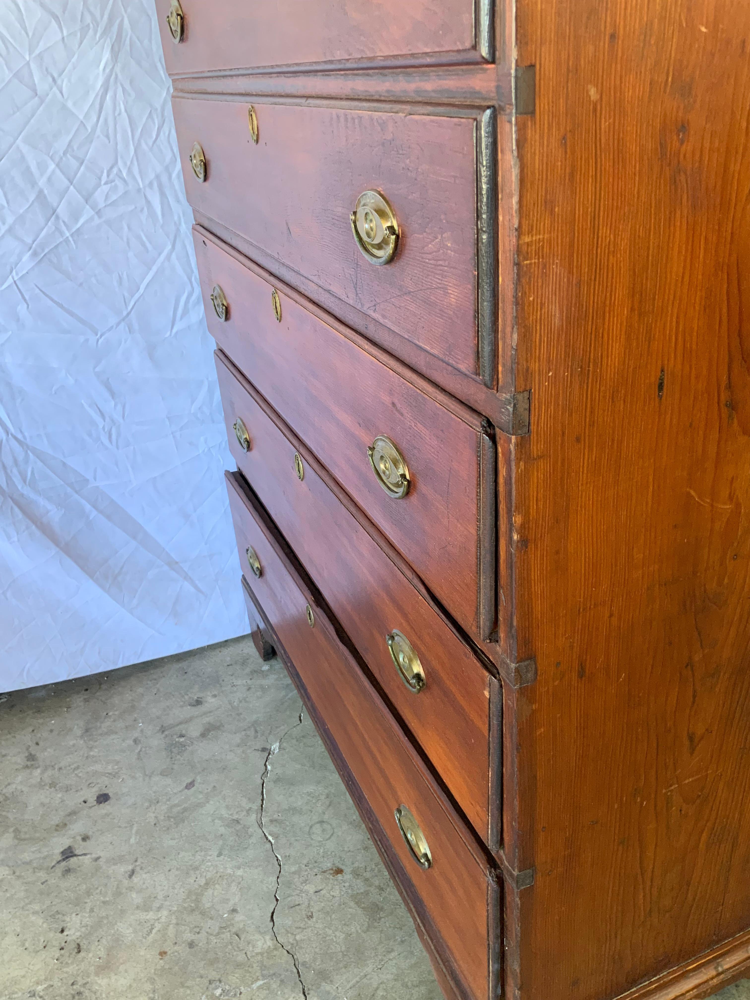 New England Chippendale Pine Mule Chest 1