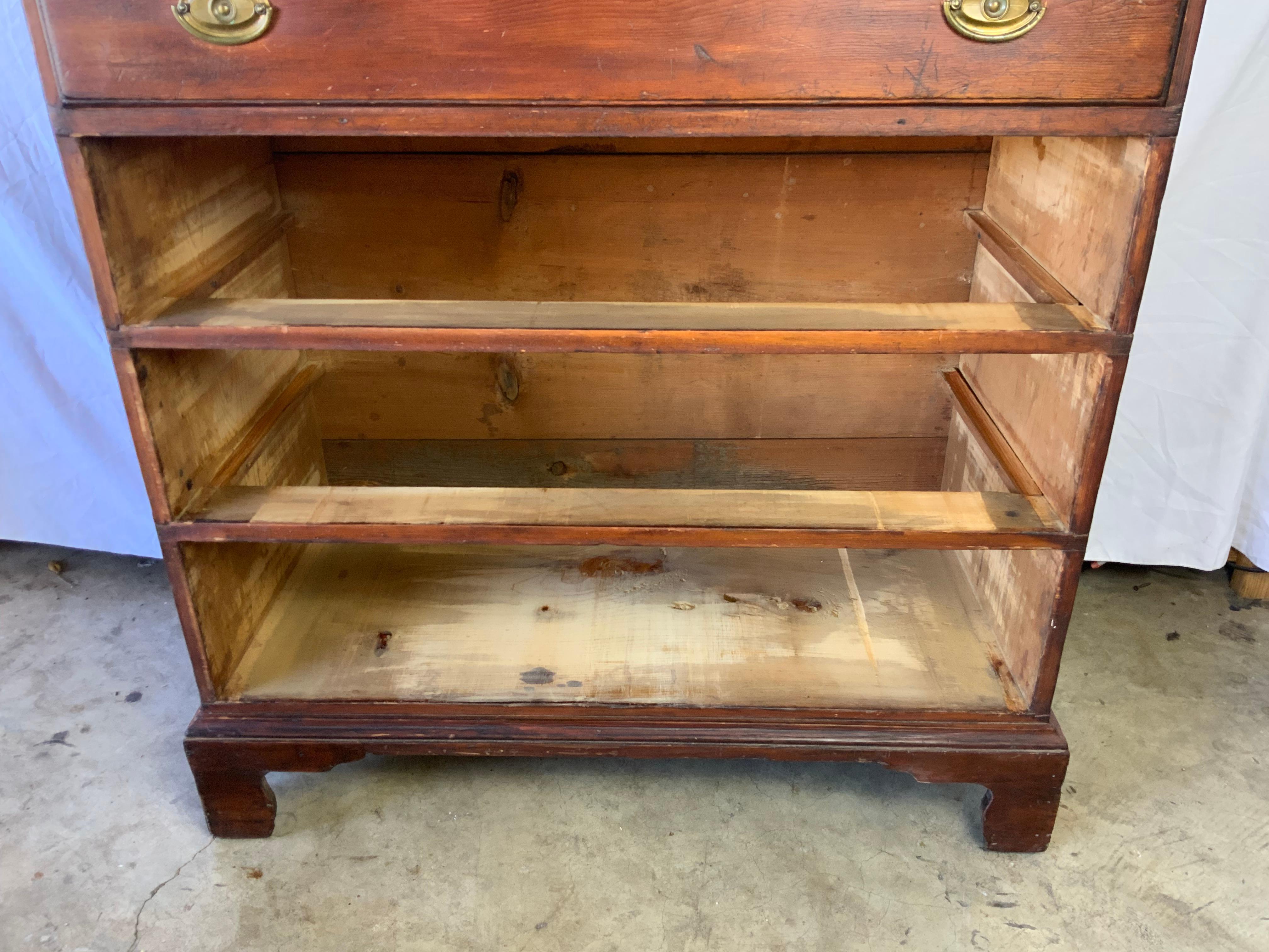 New England Chippendale Pine Mule Chest 4