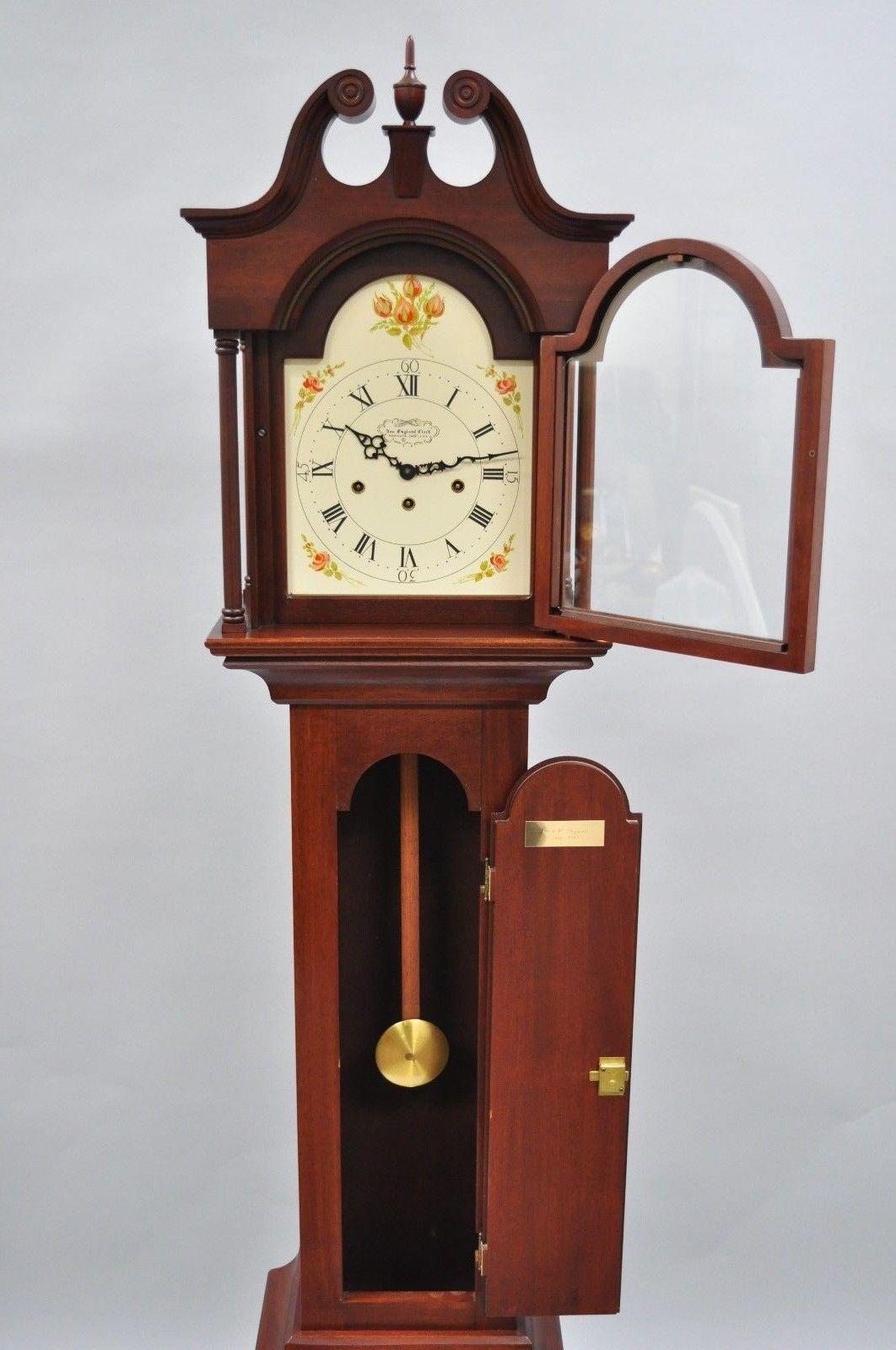 Federal New England Clock Co. Mahogany Inlaid Grandmother Clock Case