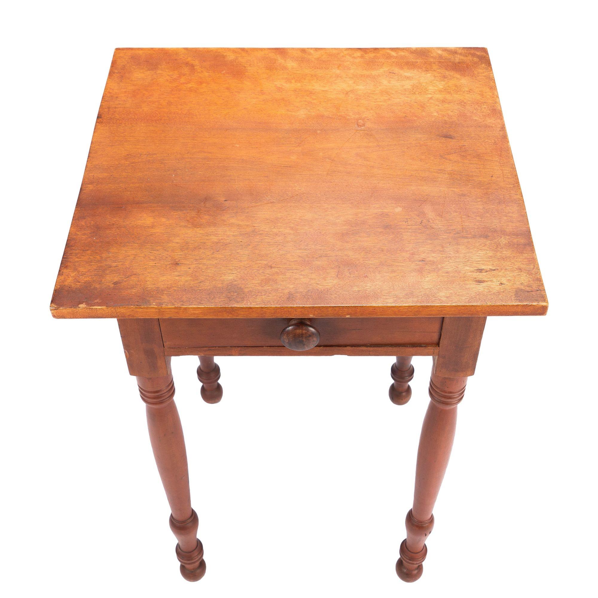 New England Country Sheraton Stained Birch One Drawer Stand '1830' 7