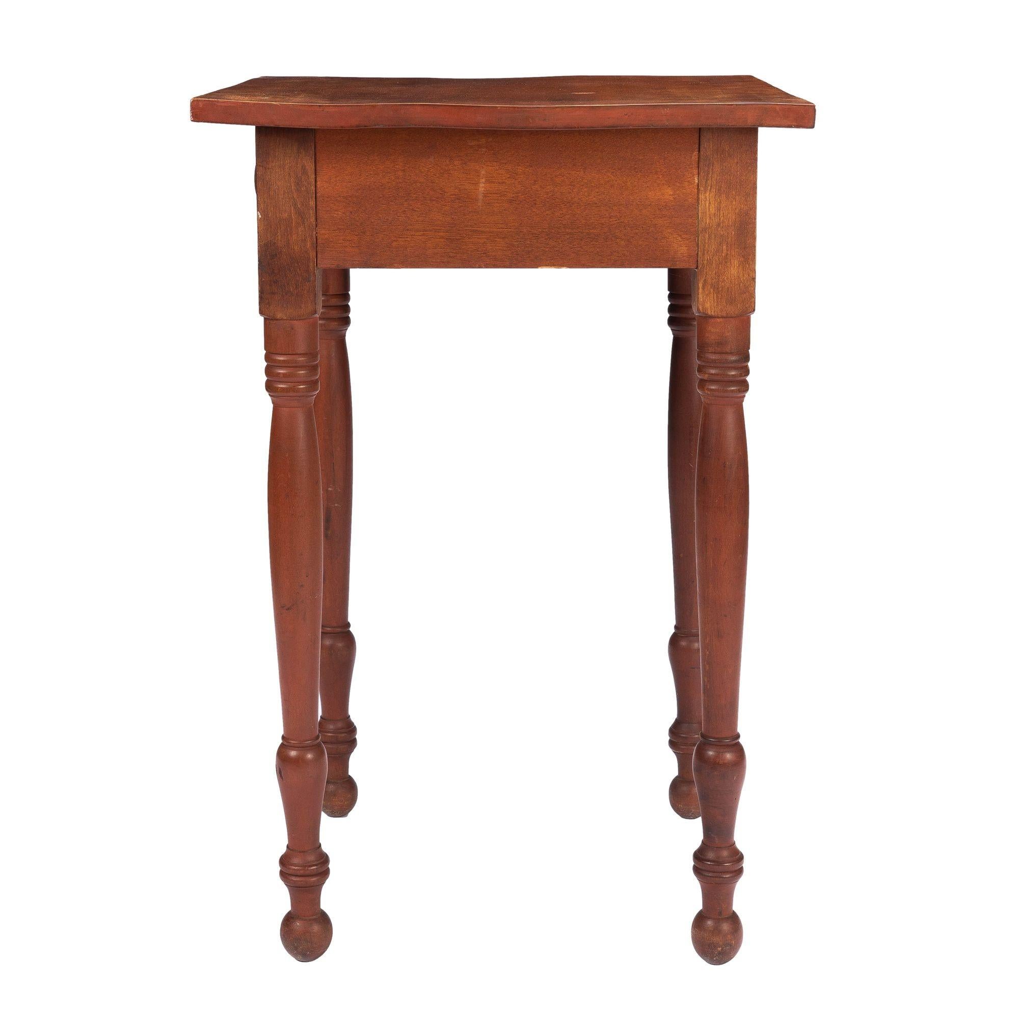 New England Country Sheraton Stained Birch One Drawer Stand '1830' In Good Condition For Sale In Kenilworth, IL