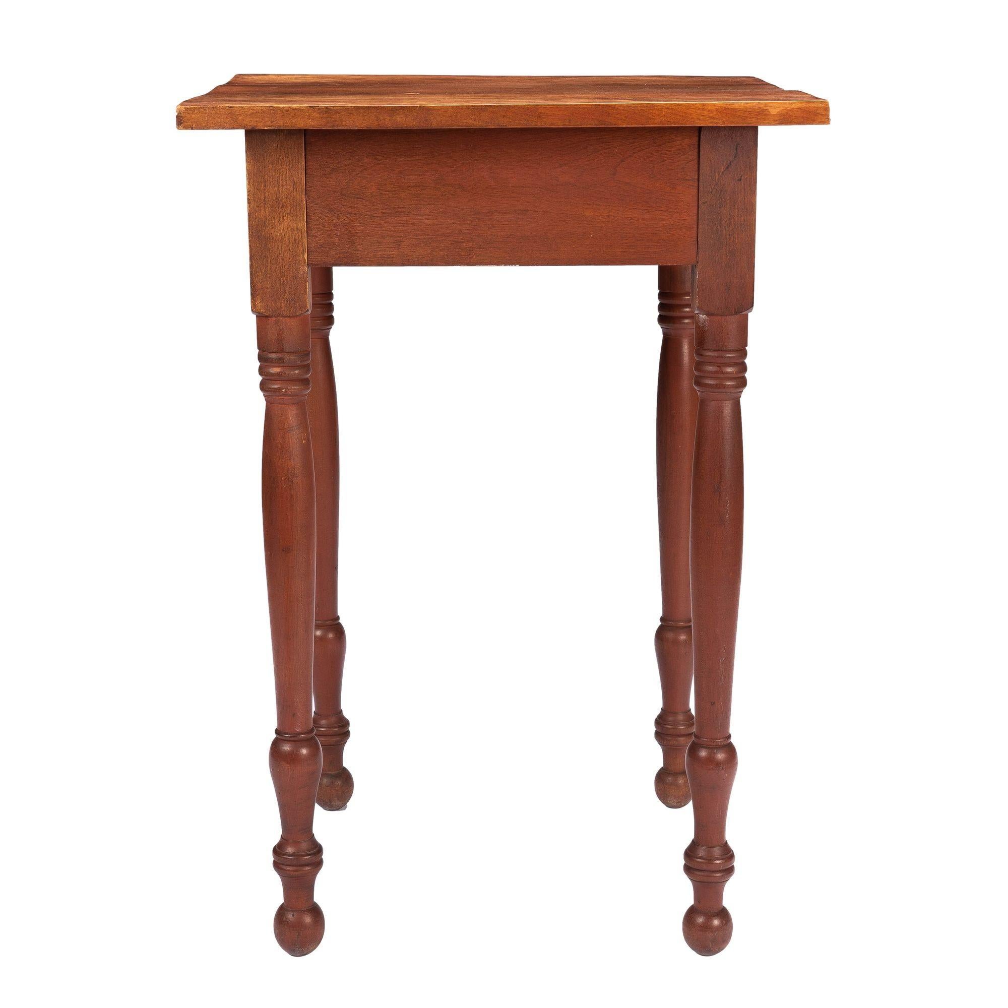 New England Country Sheraton Stained Birch One Drawer Stand '1830' For Sale 1