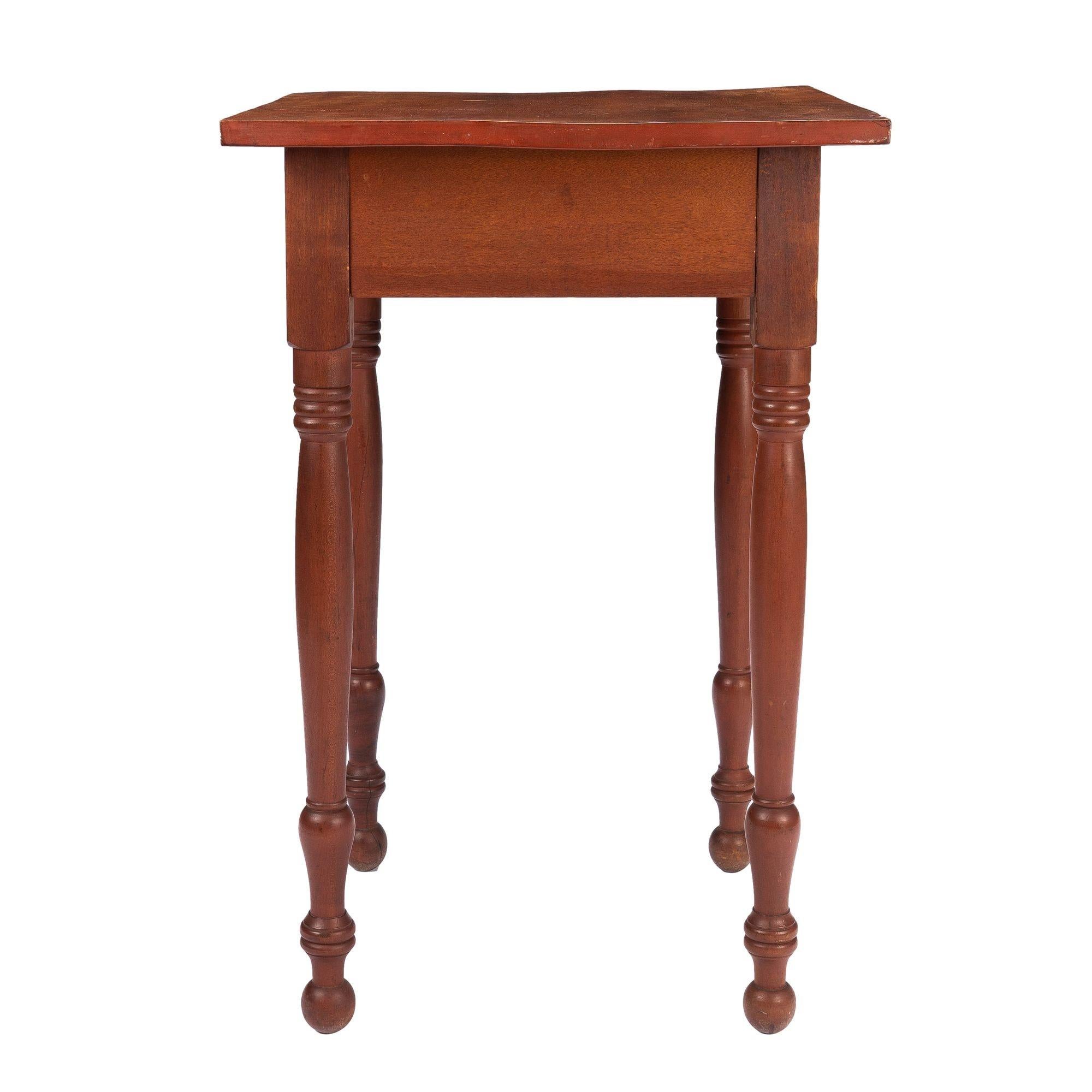 New England Country Sheraton Stained Birch One Drawer Stand '1830' For Sale 3