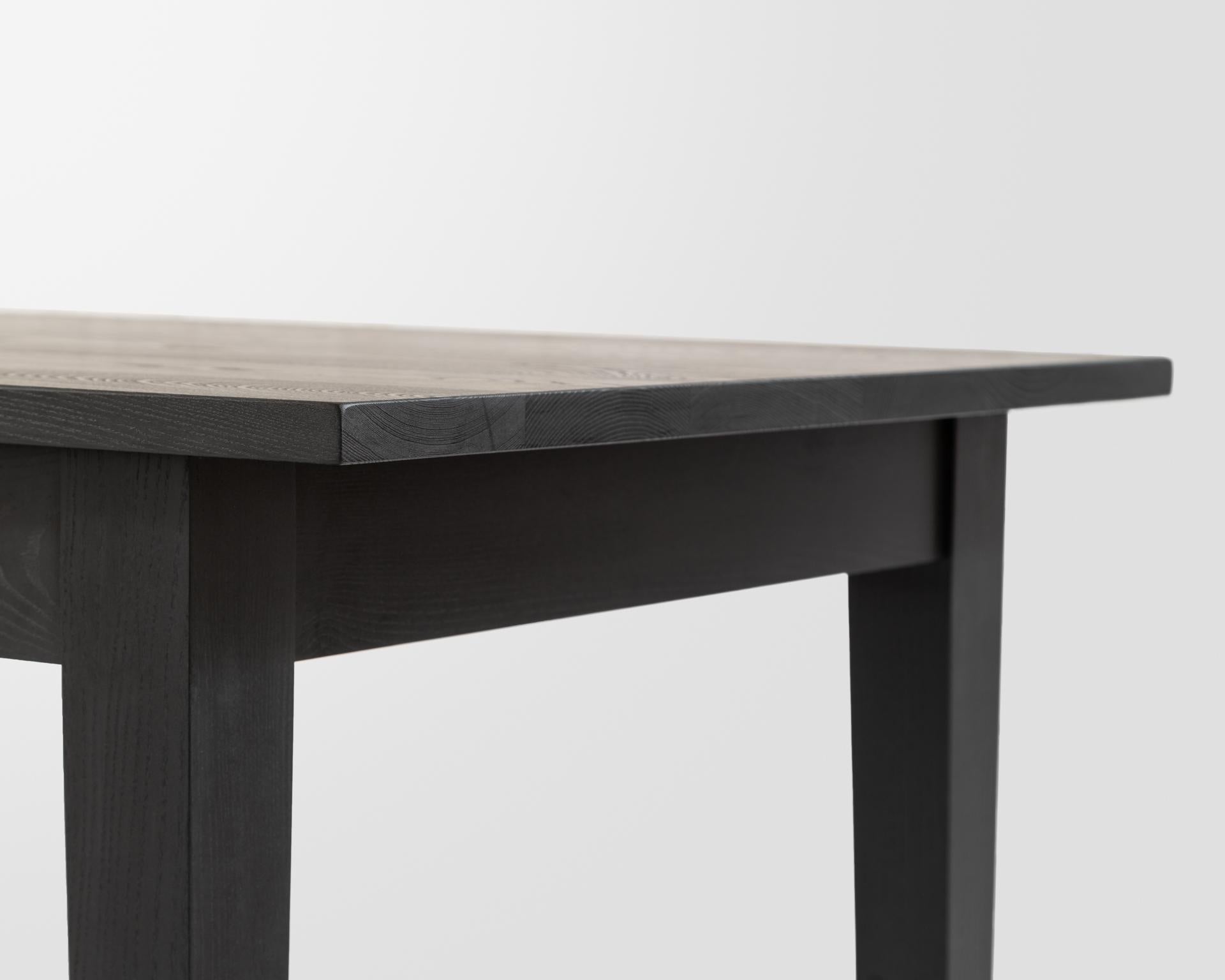 Hand-Crafted New England Farm Table, Shaker Modern Dining Table in Blackened Ash For Sale