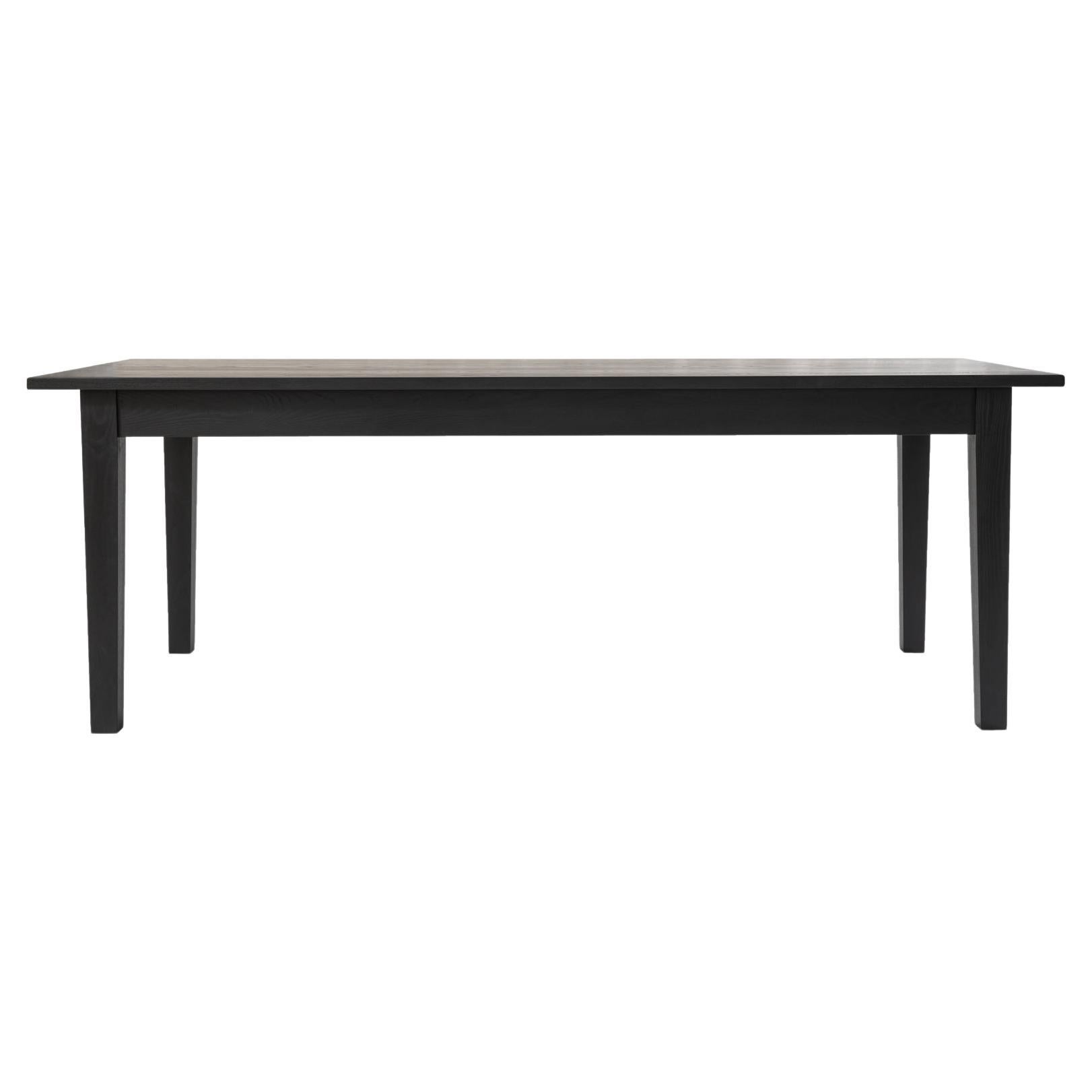 New England Farm Table, Shaker Modern Dining Table in Blackened Ash