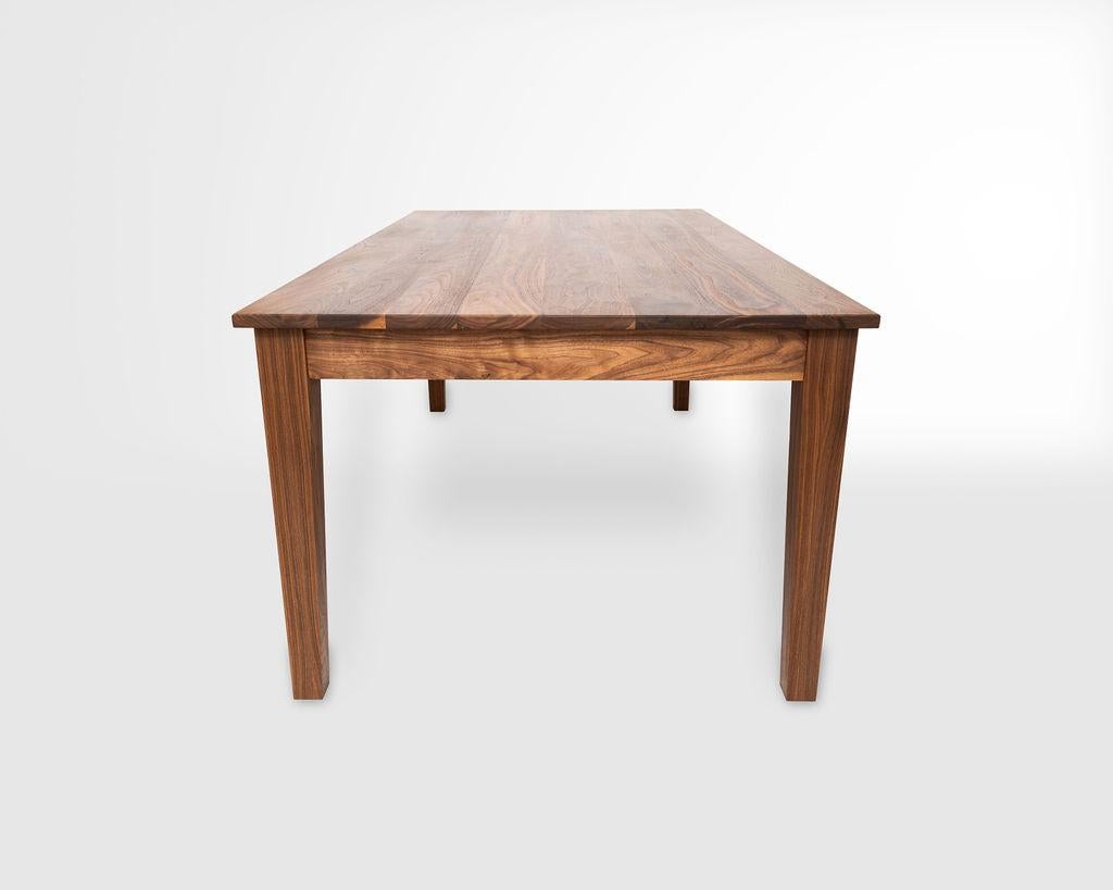 American New England Farm Table, Shaker-Modern Dining Table in Walnut For Sale
