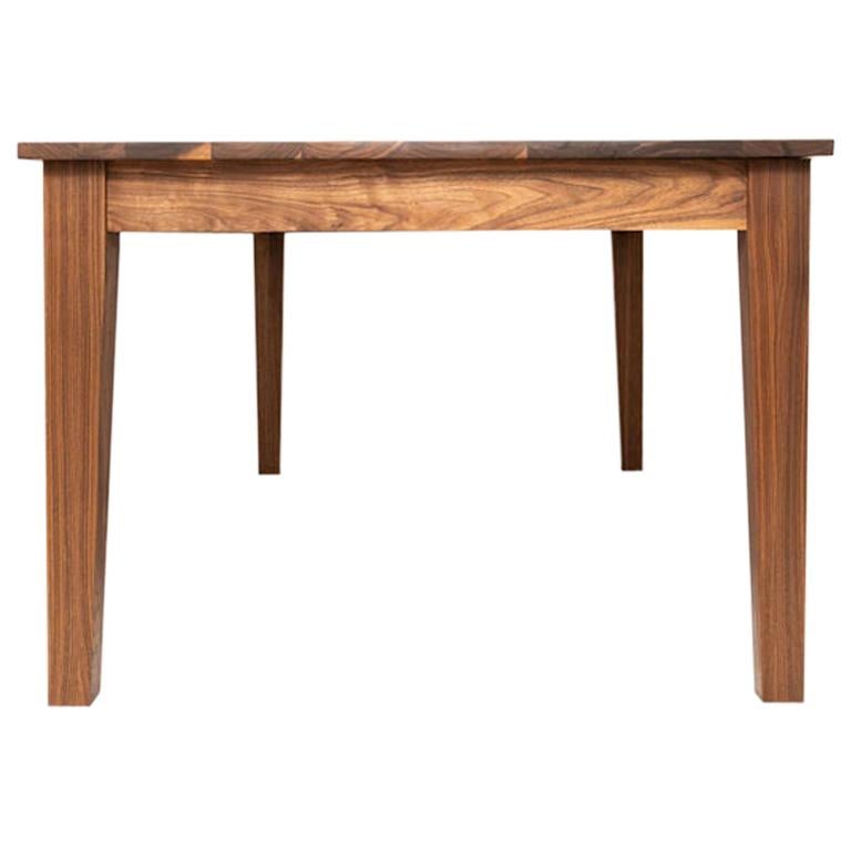 New England Farm Table, Shaker-Modern Dining Table in Walnut