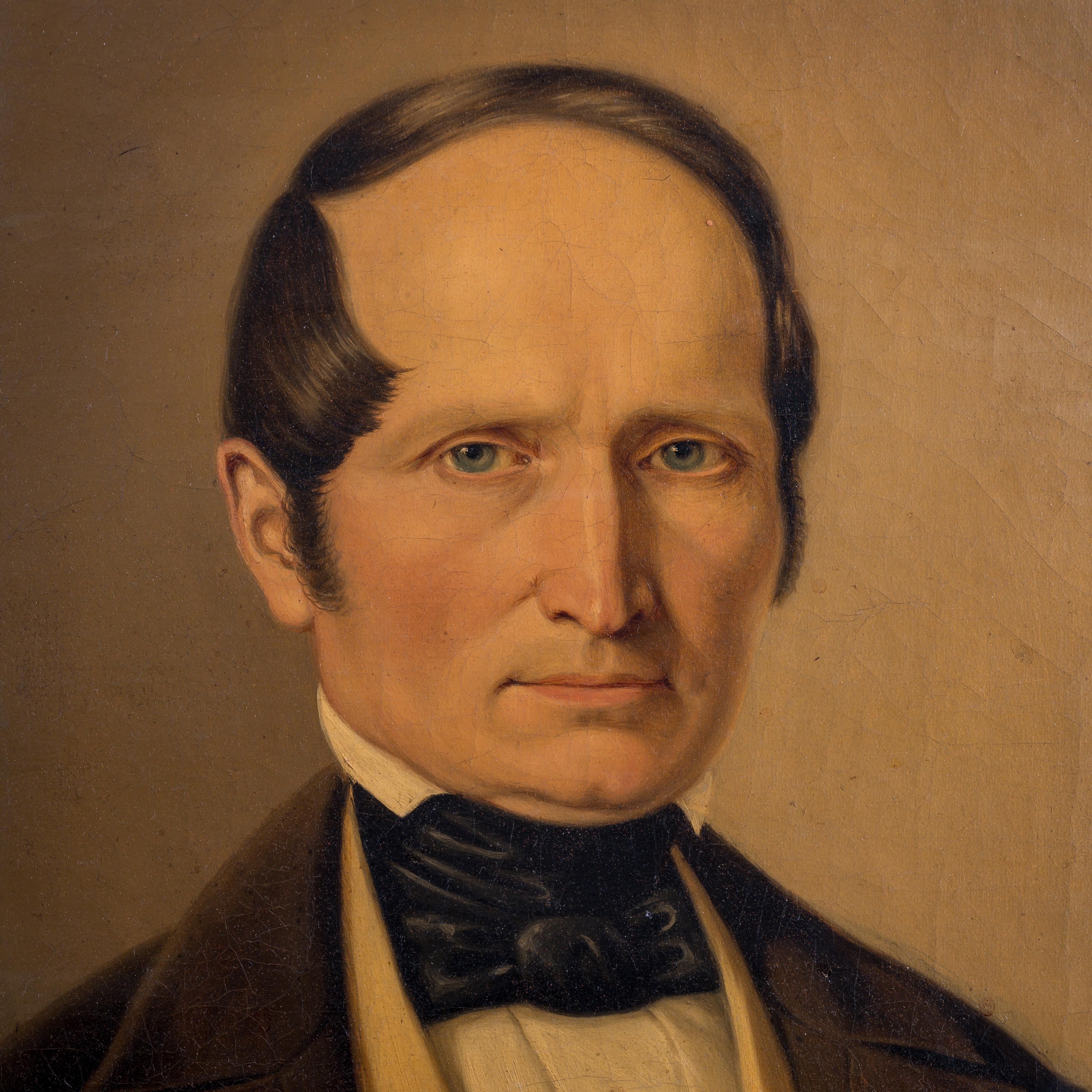 Américain Peinture de portrait de gentleman de la Nouvelle-Angleterre, 1854 en vente
