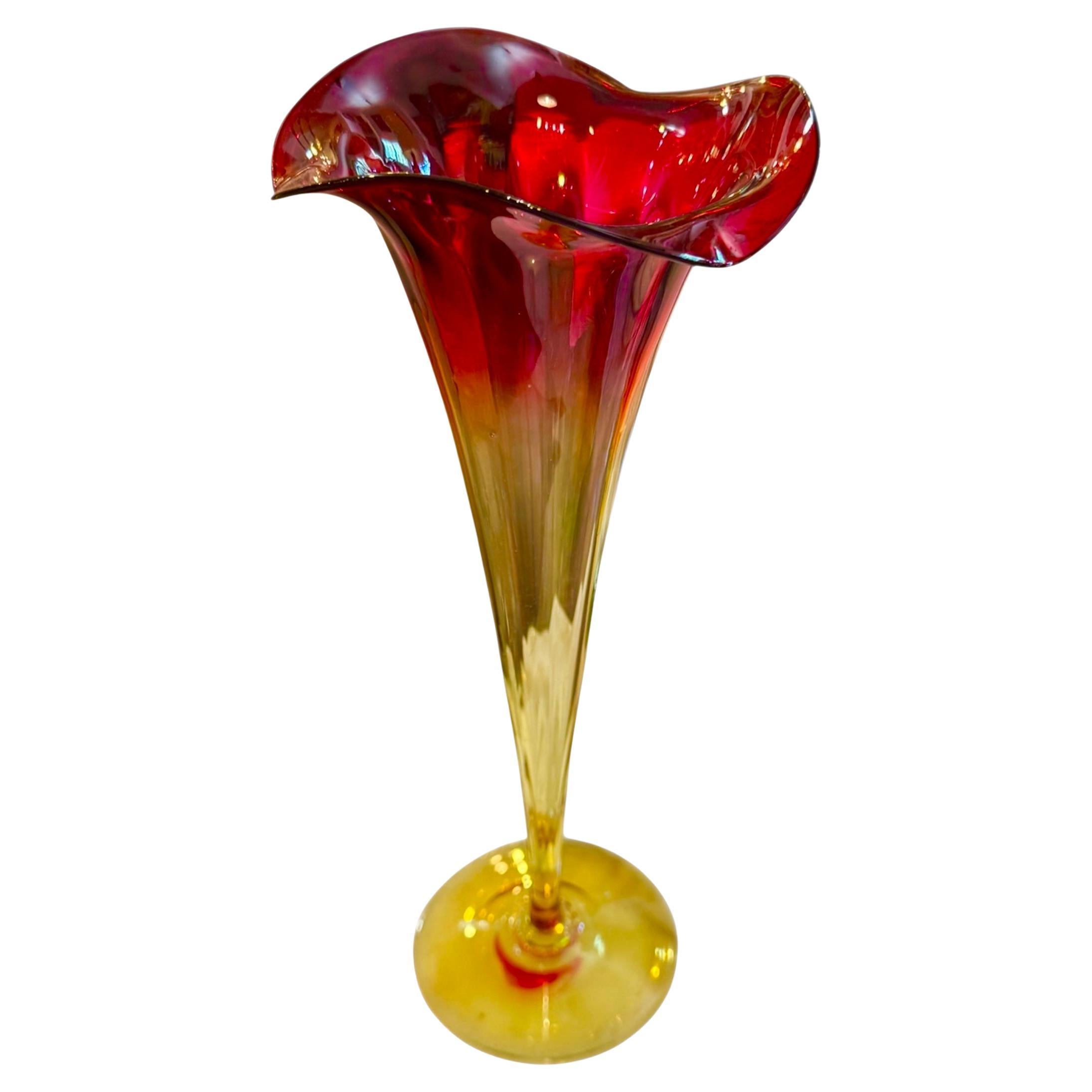 New England Glass Amberina Tulip Vase For Sale