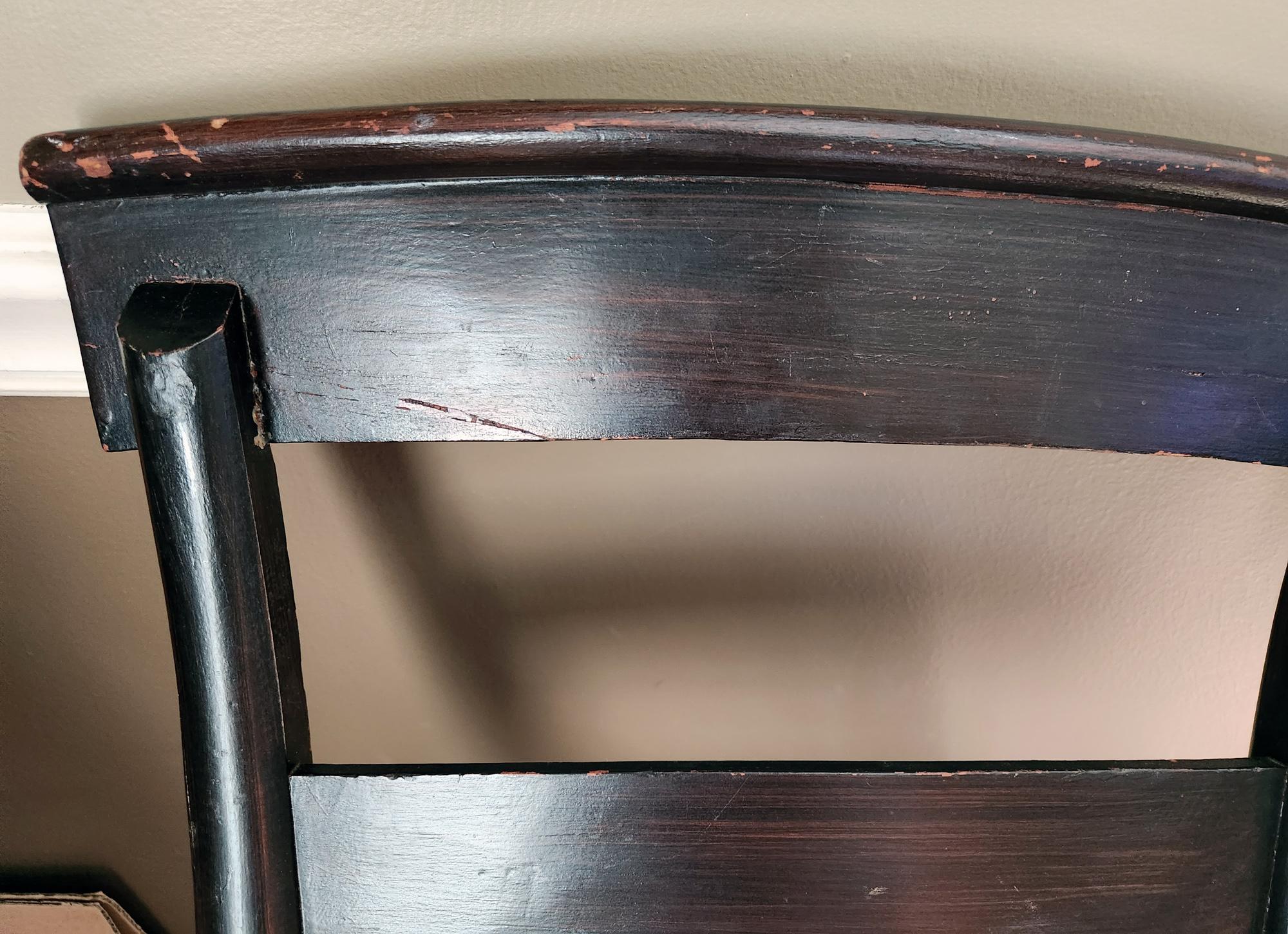 Wood Six New England Hitchcock Chairs Rosewood Painted & Stenciled Flowering Plants For Sale