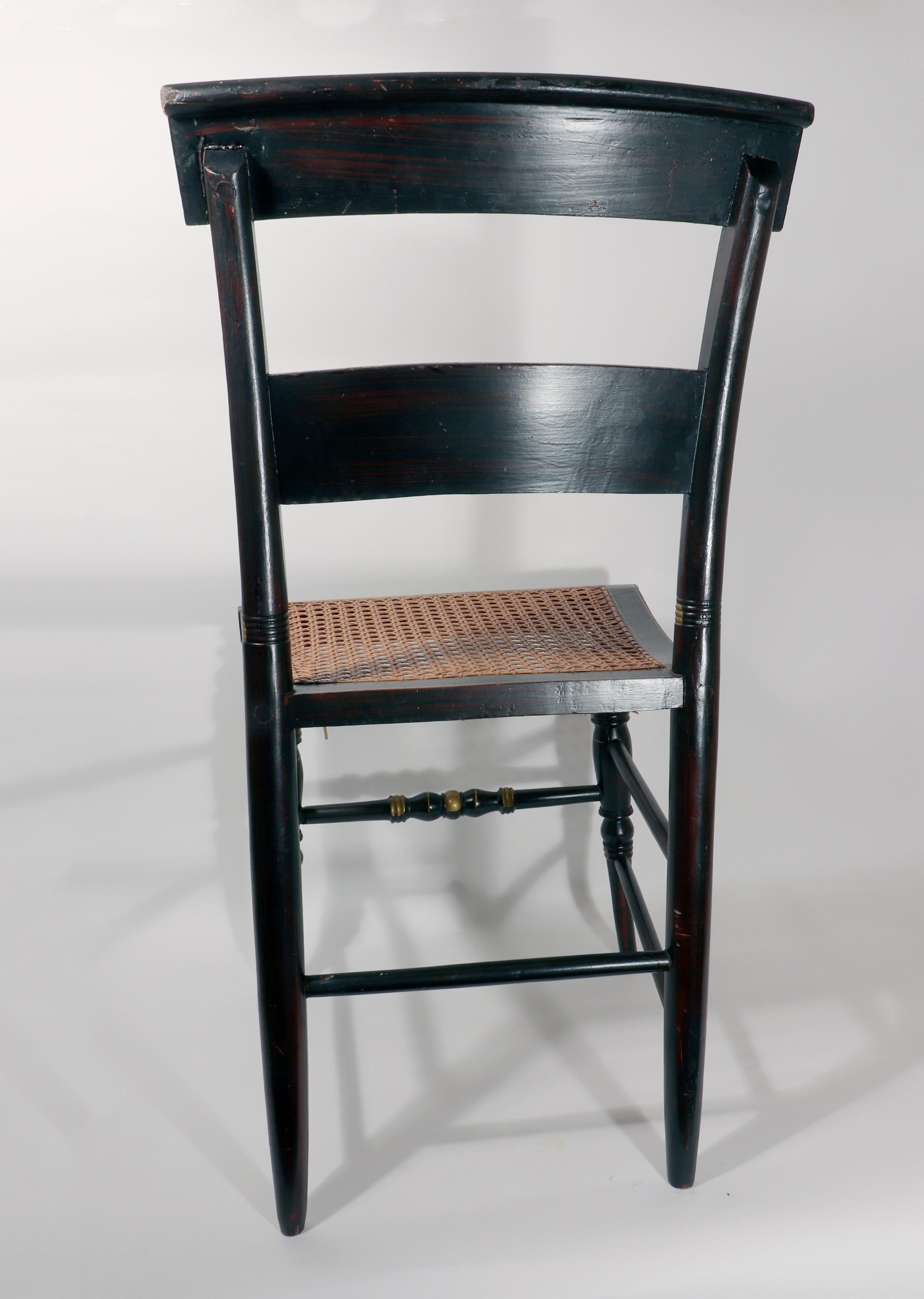 Six New England Hitchcock Chairs Rosewood Painted & Stenciled Flowering Plants For Sale 4