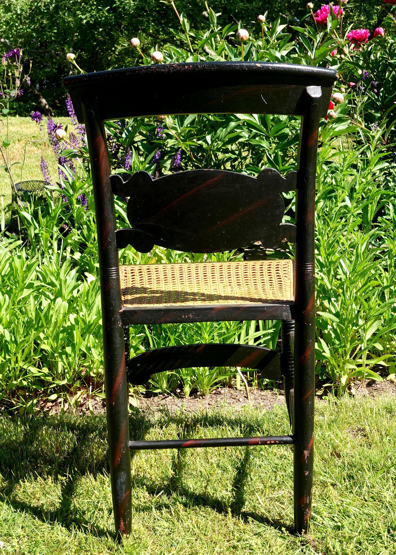 American New England Hitchcock Style Chair with Woven Rush Seat For Sale