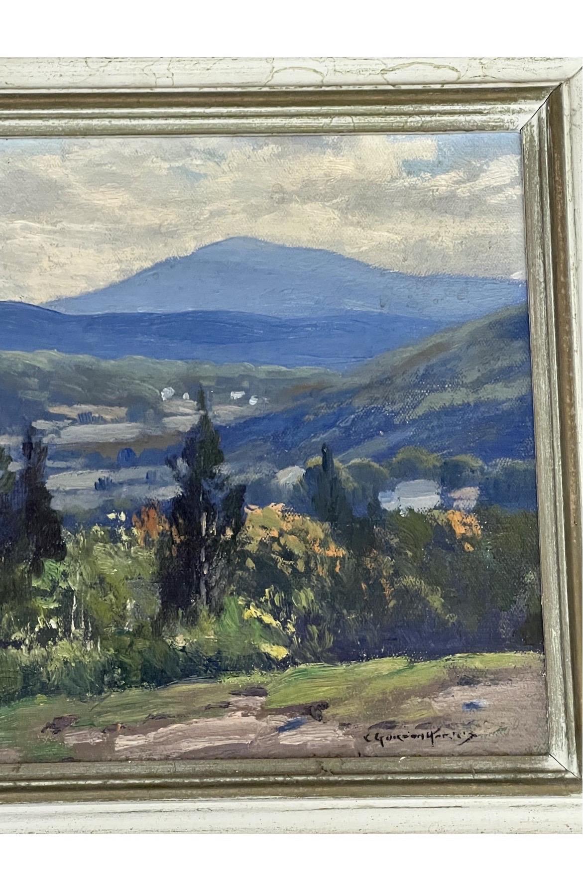 20th Century “New England Landscape” Oil on Board Painting by Charles Gordon Harris For Sale