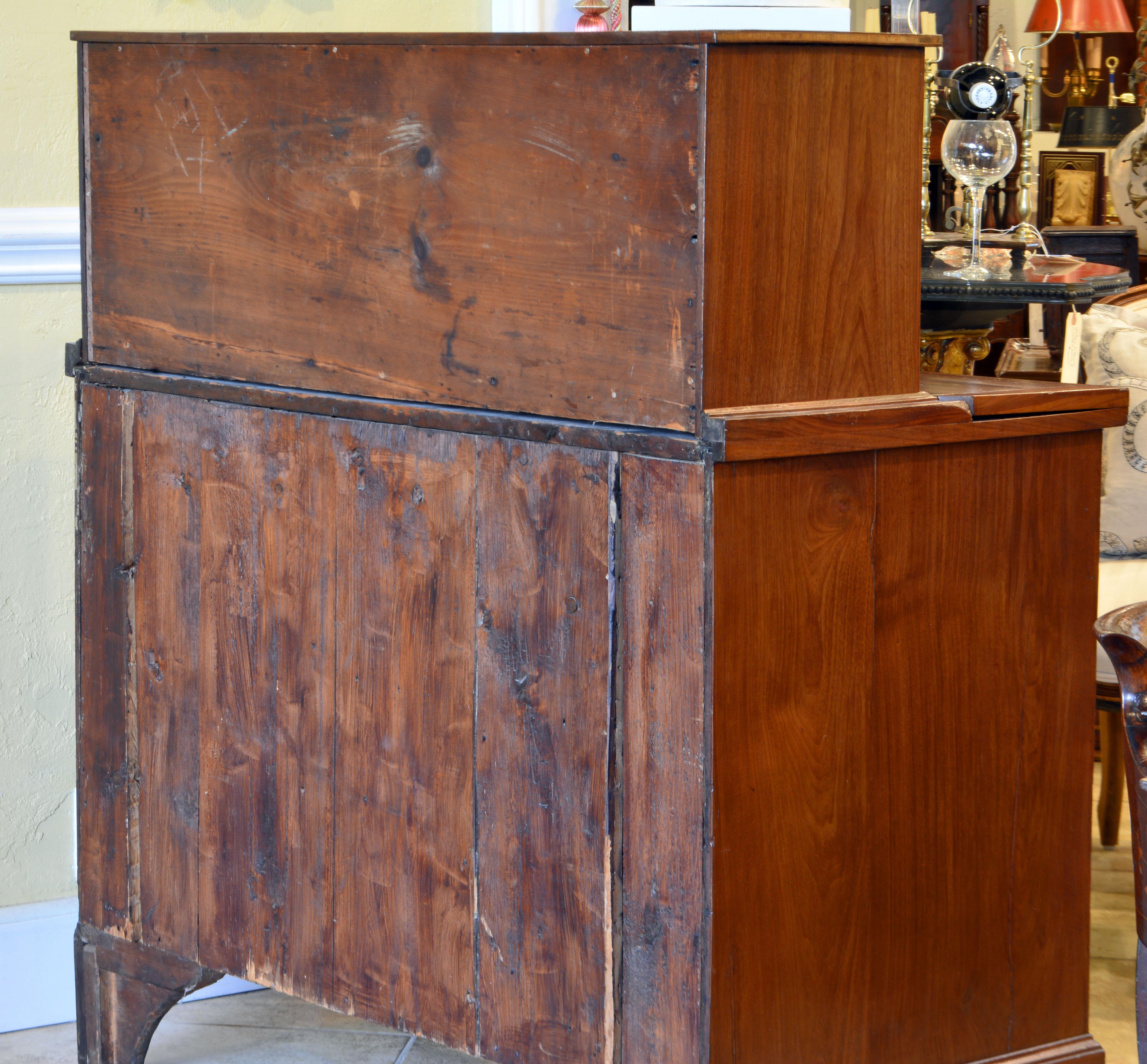 New England Mahogany and Maple Tambour Door Secretary Desk Signed and Dated 1812 6