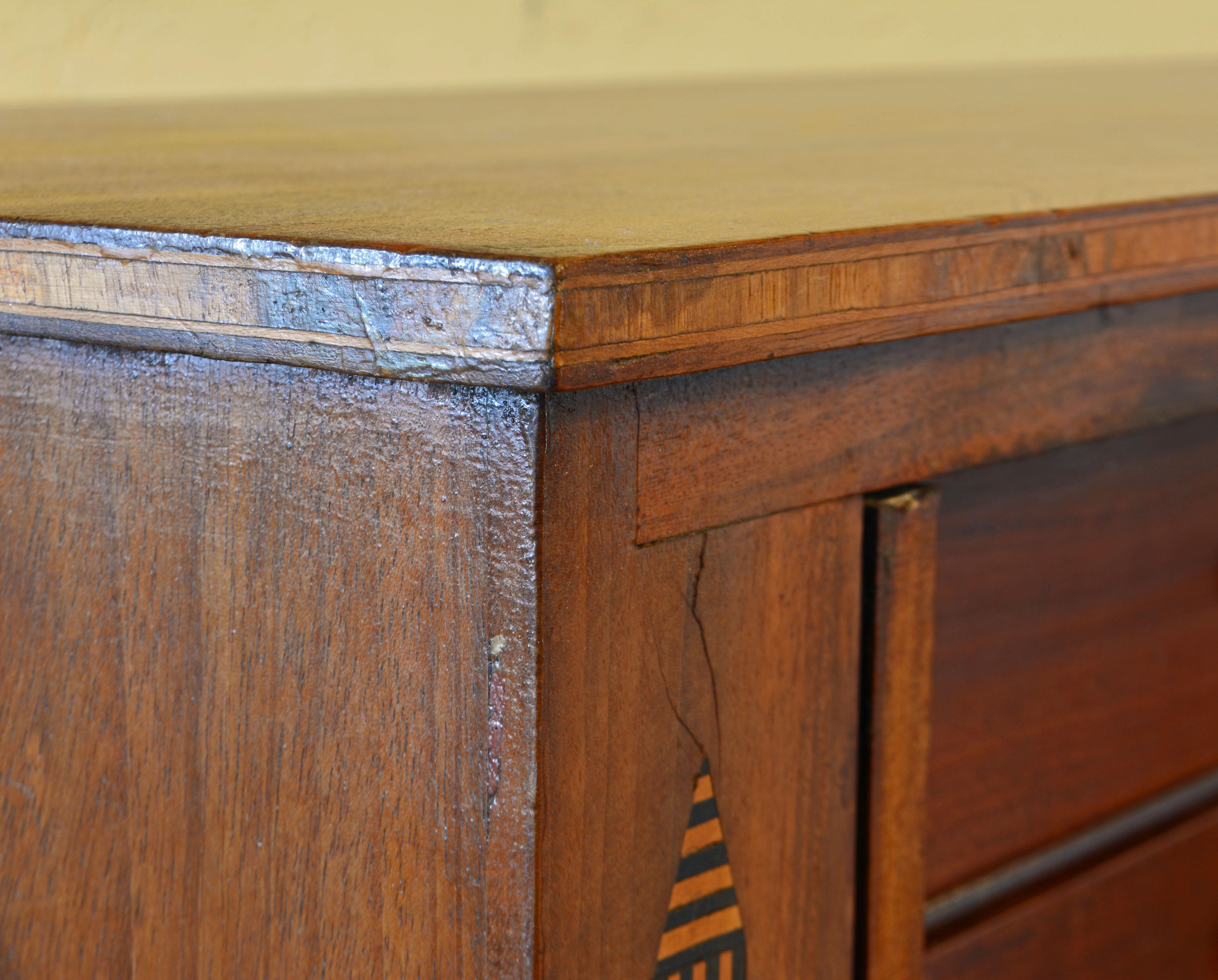 New England Mahogany and Maple Tambour Door Secretary Desk Signed and Dated 1812 7