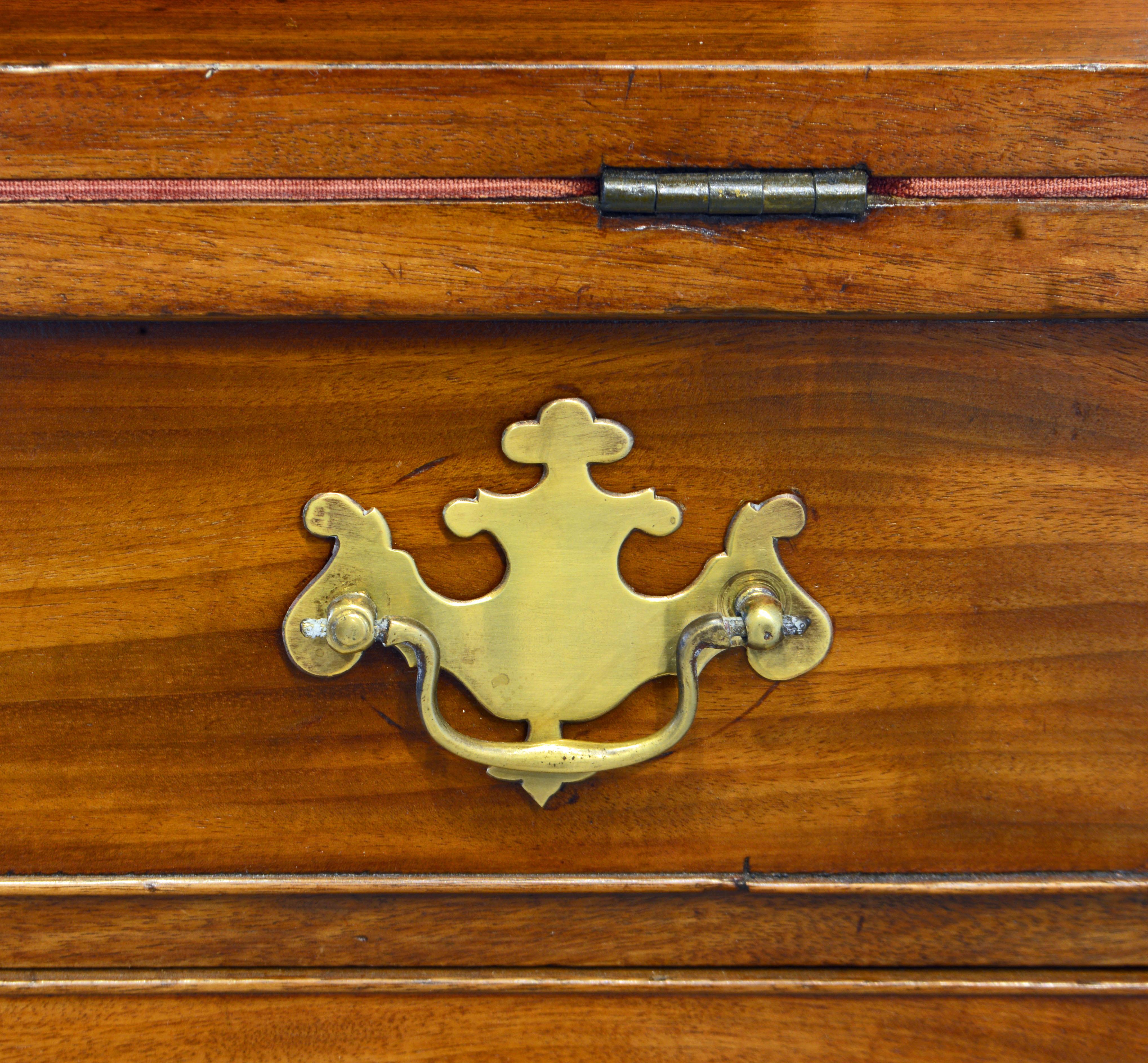 New England Mahogany and Maple Tambour Door Secretary Desk Signed and Dated 1812 10