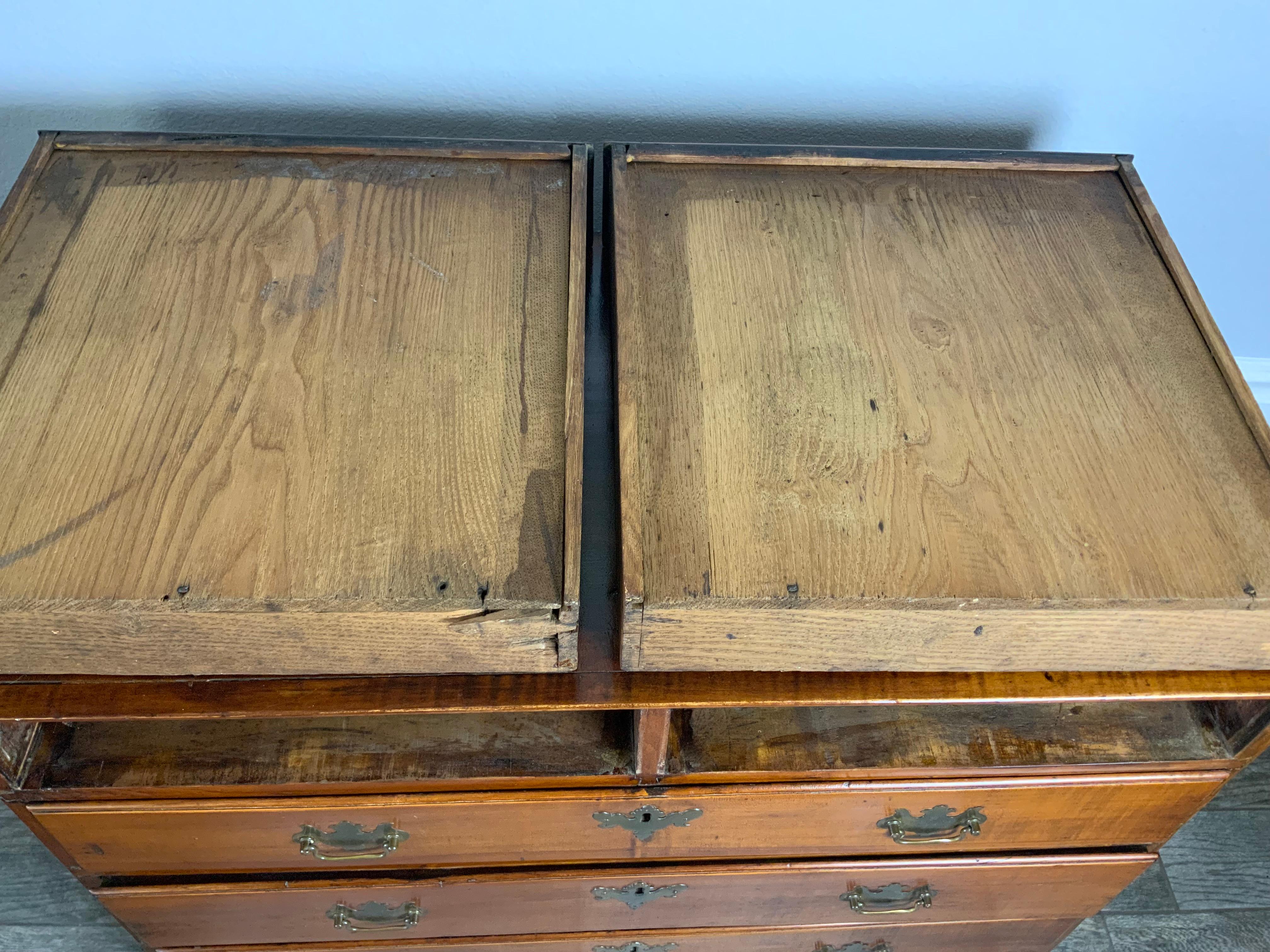 New England Maple Six Drawer Chippendale Chest For Sale 6