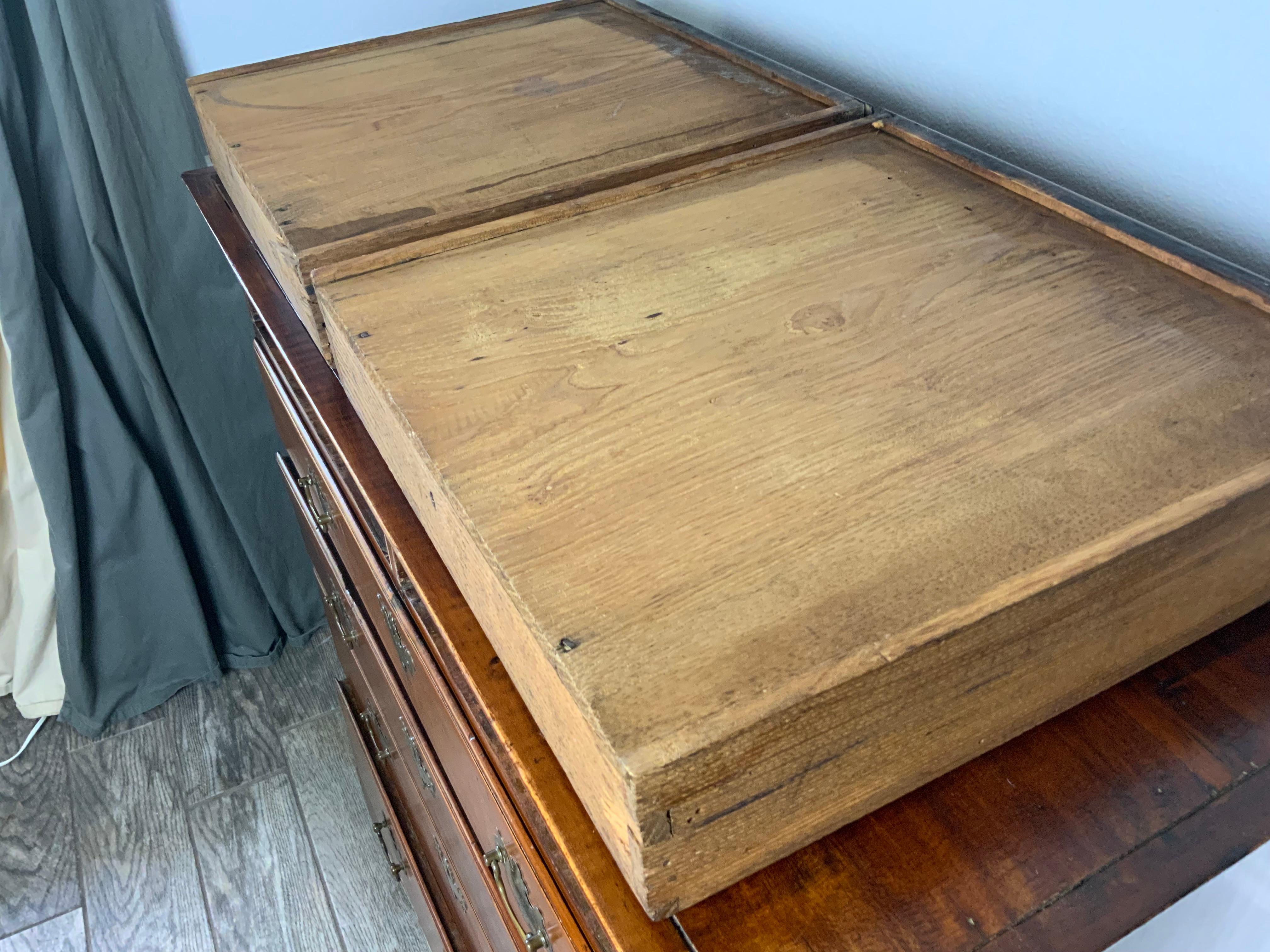 New England Maple Six Drawer Chippendale Chest For Sale 7