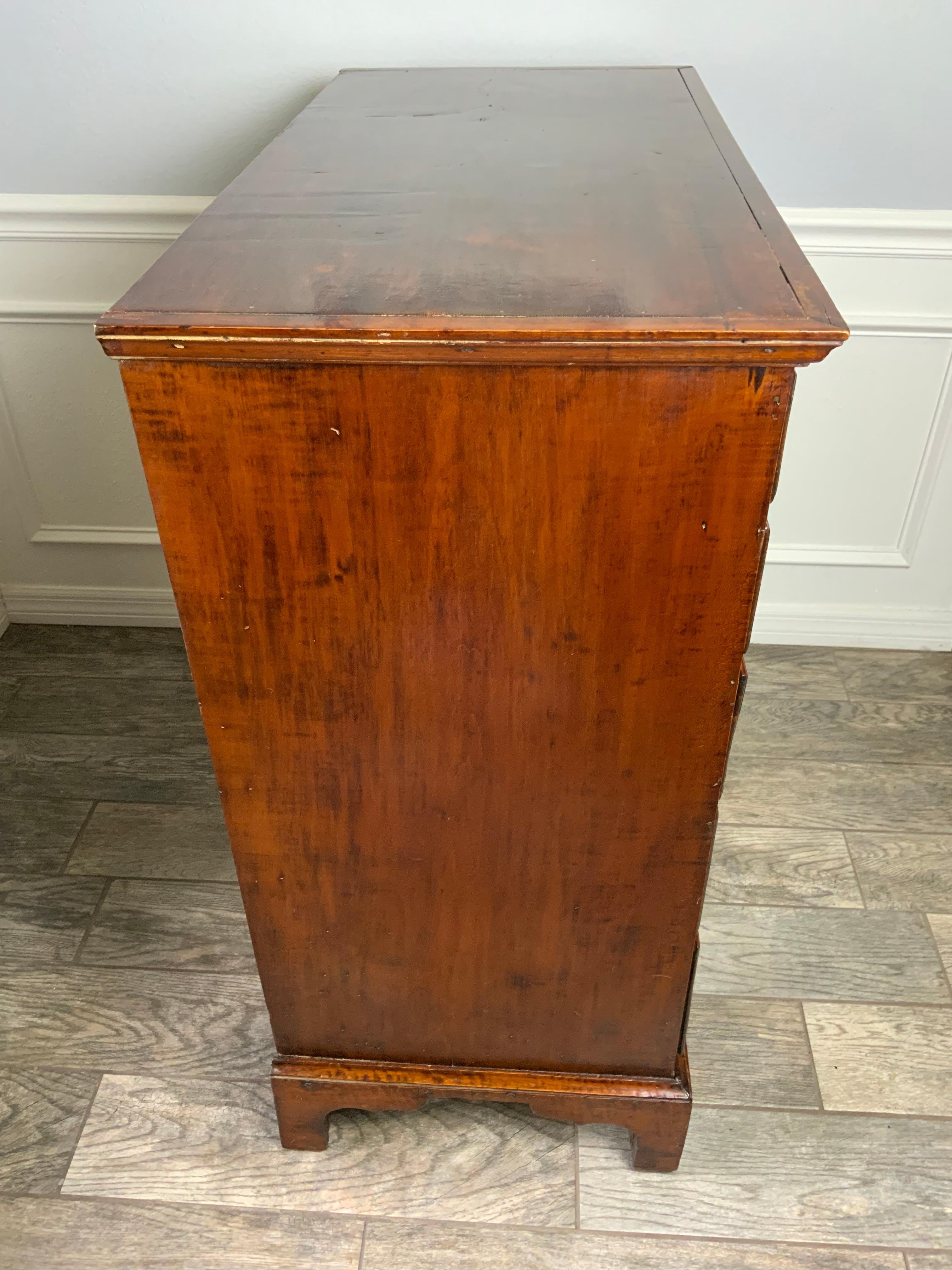 New England Maple Six Drawer Chippendale Chest In Good Condition For Sale In Bradenton, FL