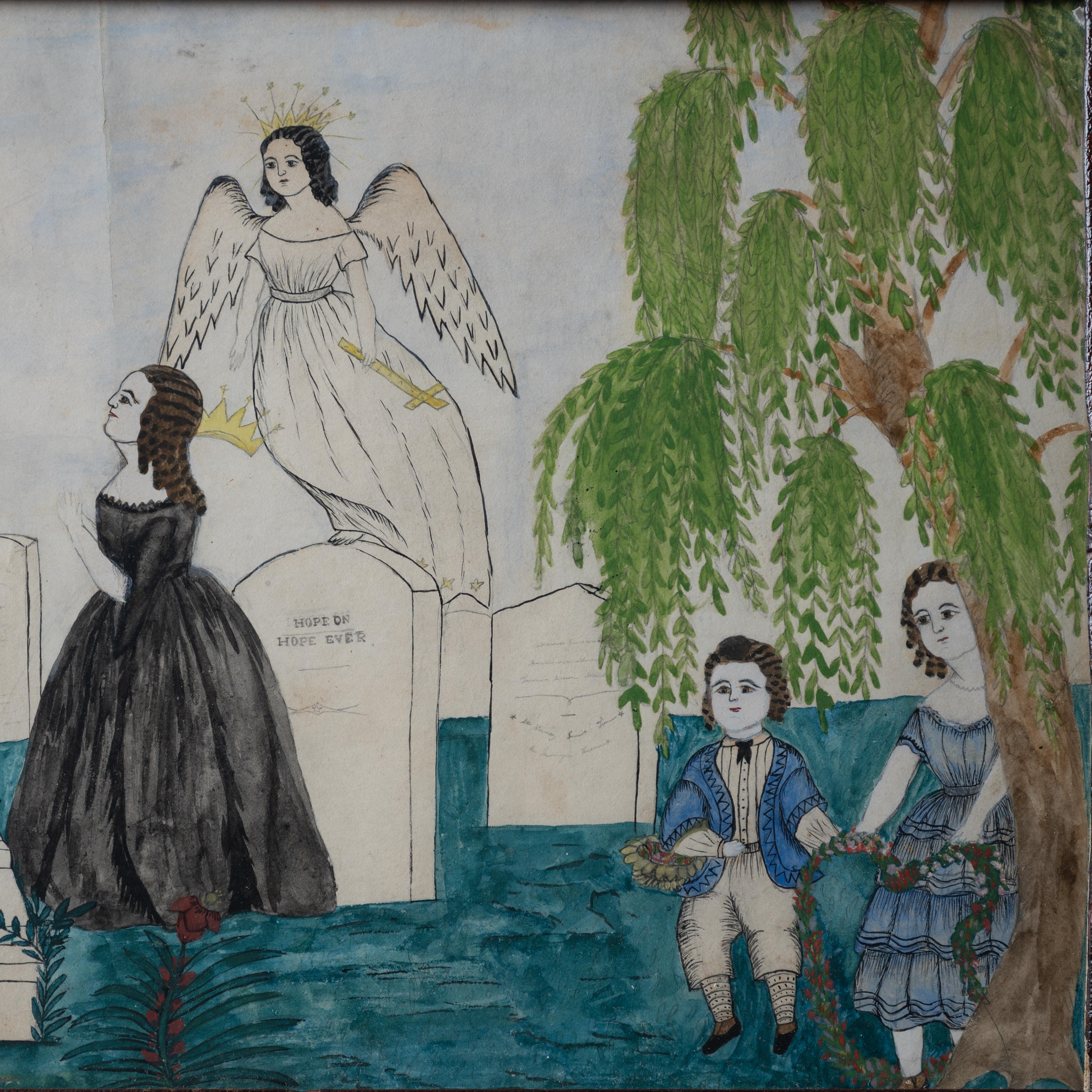 New England Memorial Trauernde Aquarell, um 1830 im Zustand „Gut“ im Angebot in Savannah, GA