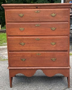 New England Queen Anne Turkey Red Blanket Chest, Early 18th C.