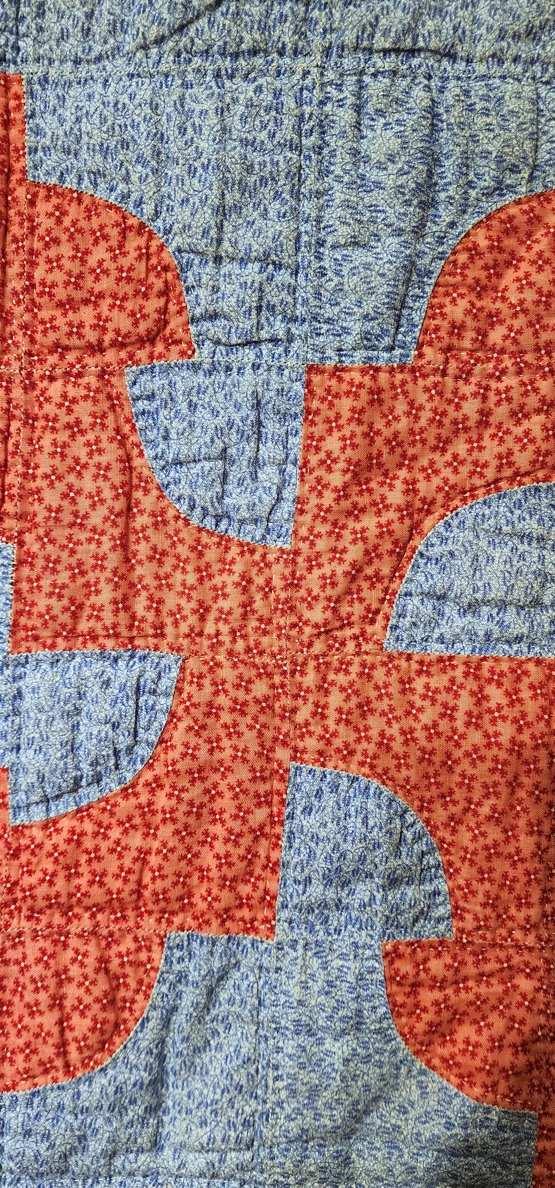 New England Quilt Drunkards Path Muster CIRCA 1885 (Volkskunst) im Angebot
