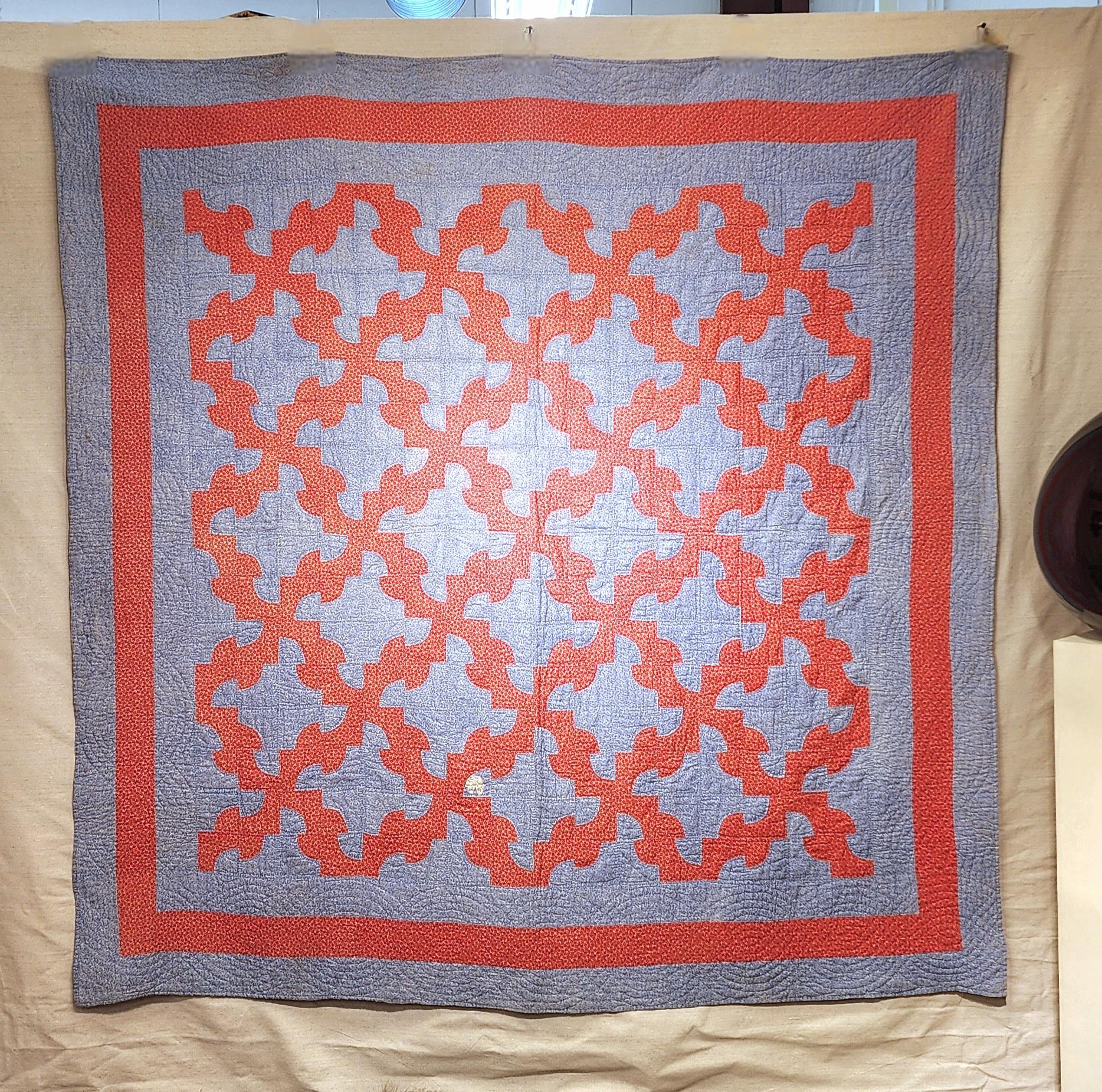 New England Quilt Drunkards Path Muster CIRCA 1885 (Spätes 19. Jahrhundert) im Angebot