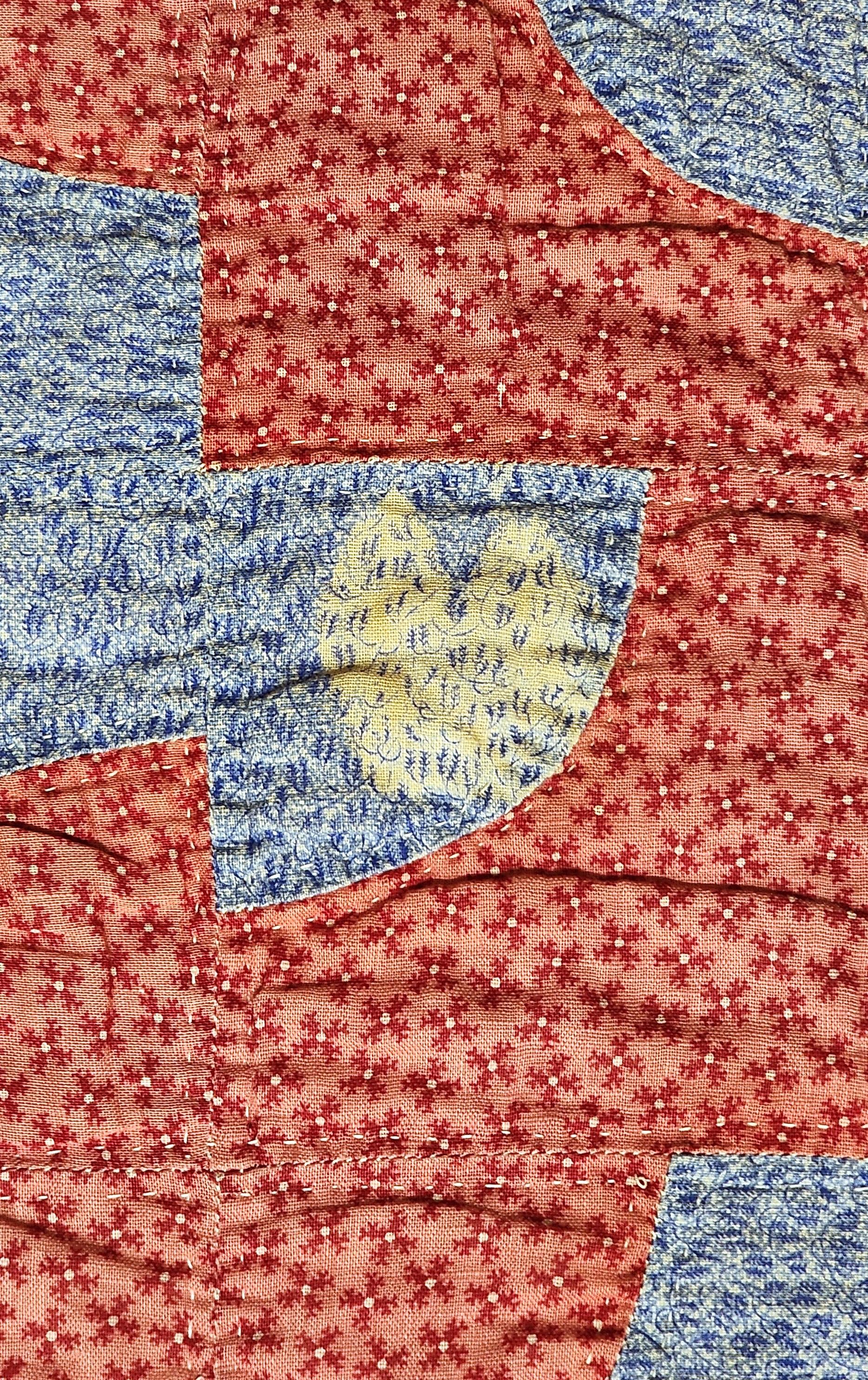New England Quilt Drunkards Path Muster CIRCA 1885 (Baumwolle) im Angebot