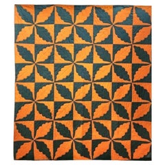 Colcha de Nueva Inglaterra Patrón de hojas de roble Circa 1900