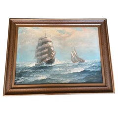 New England seascape "Outward Bound" by James J. McAuliffe (1848 - 1921)